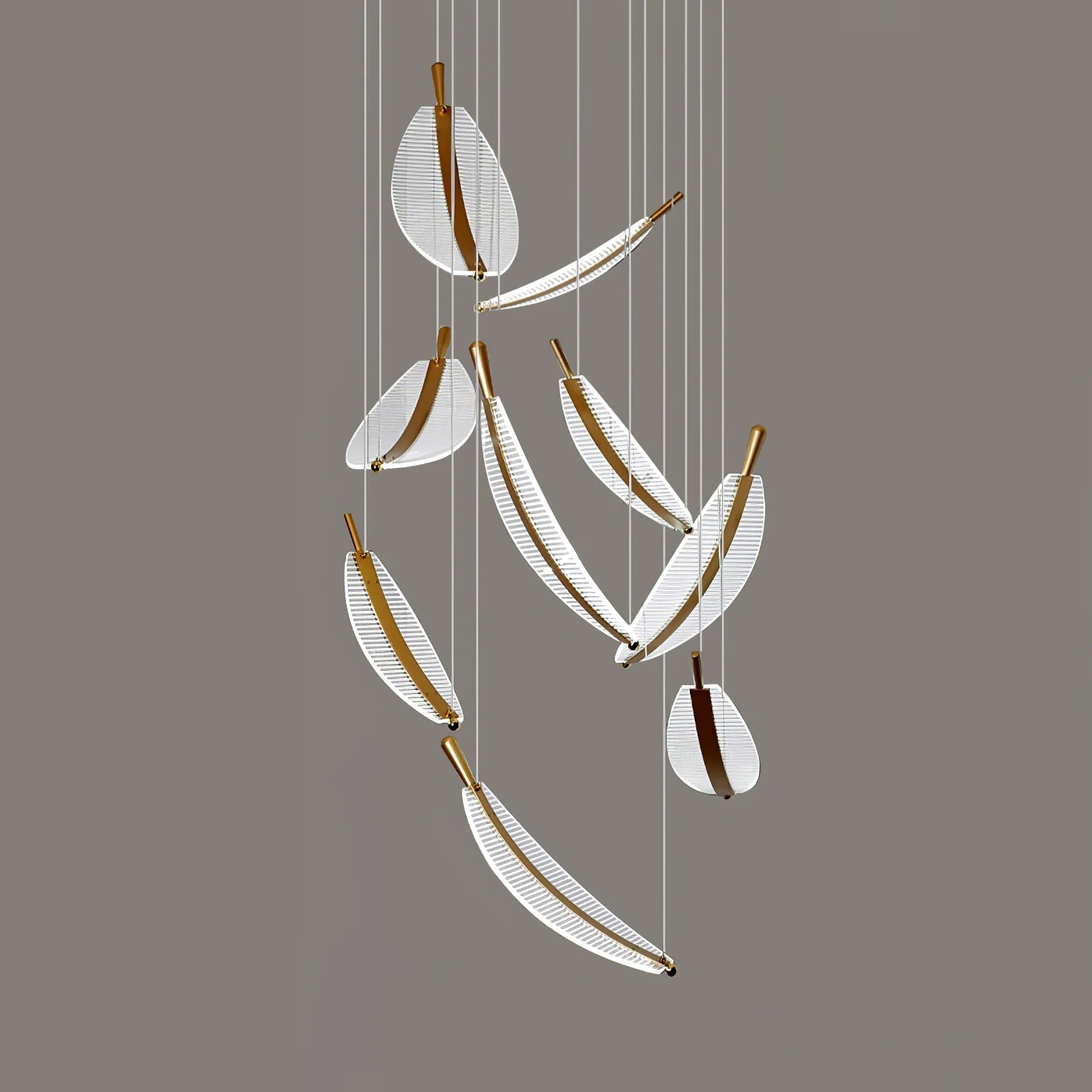 Kuo Chandelier Leaf Acrylic Gold Elegant Modern-Neutral Decor