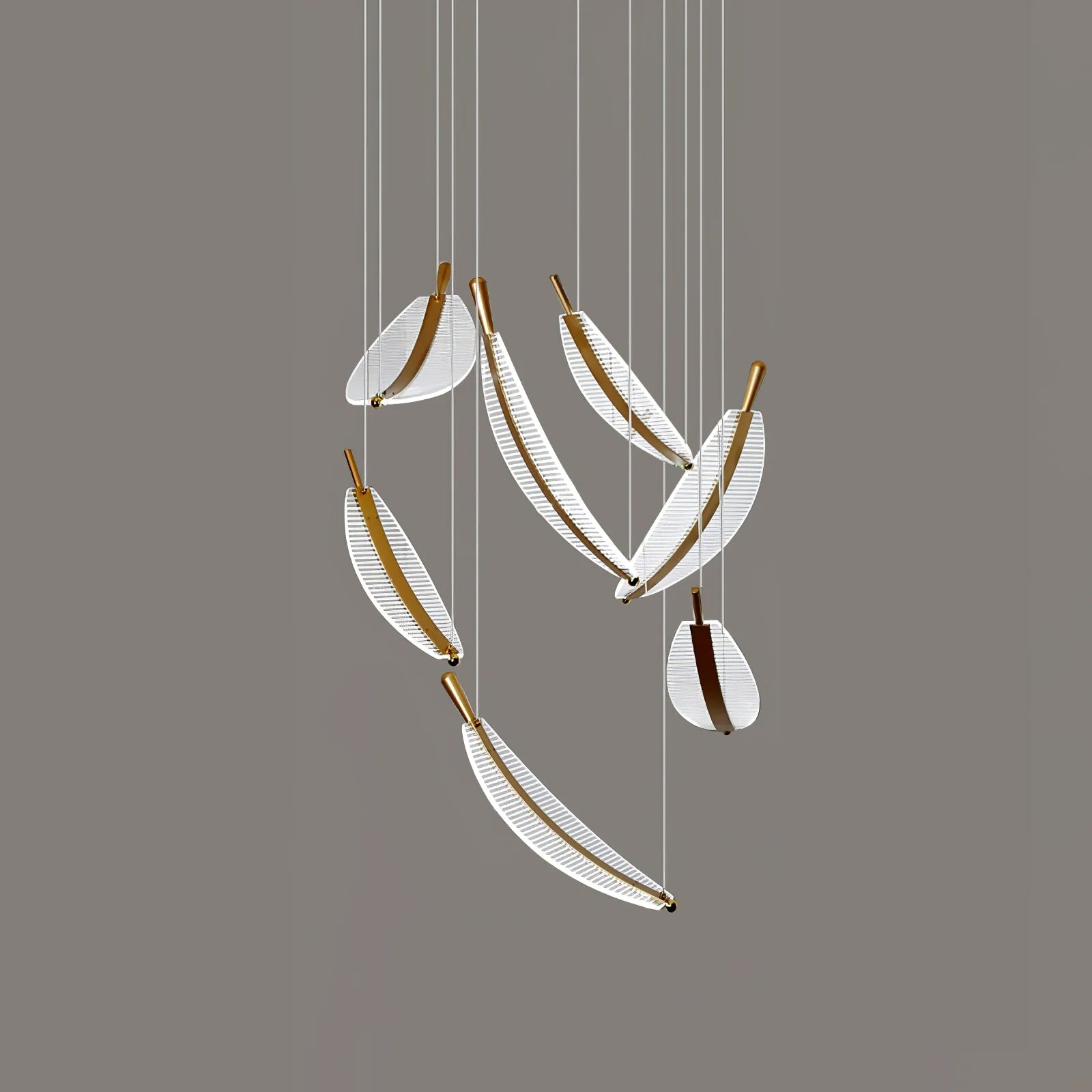 Kuo Chandelier Leaf Acrylic Gold Elegant Modern-Neutral Decor