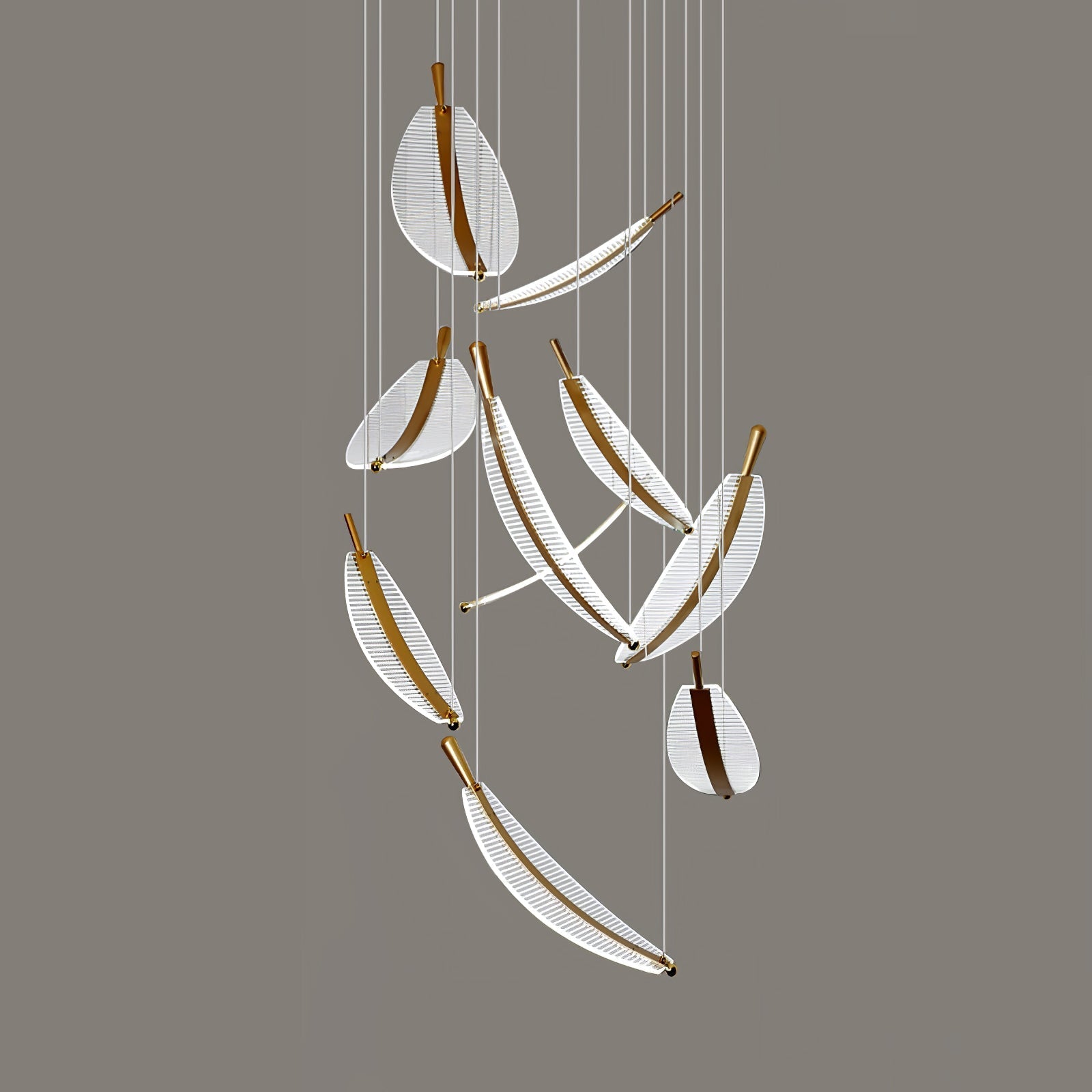 Kuo Chandelier Leaf Acrylic Gold Elegant Modern-Neutral Decor