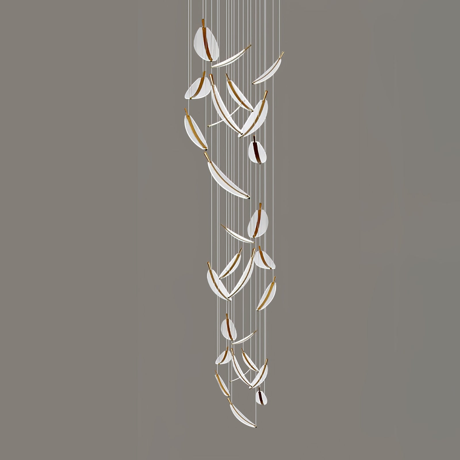 Kuo Chandelier Leaf Acrylic Gold Elegant Modern-Neutral Decor