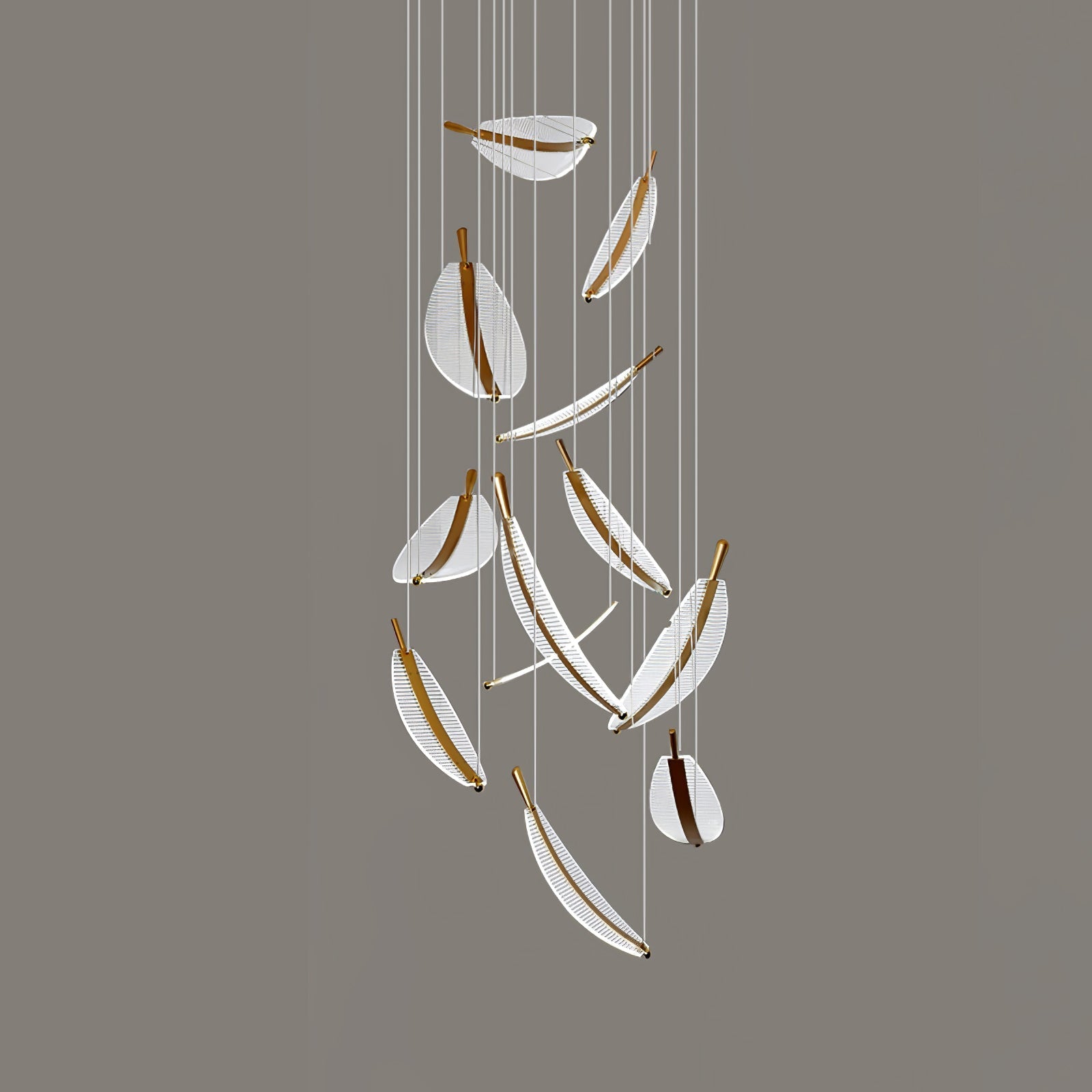 Kuo Chandelier Leaf Acrylic Gold Elegant Modern-Neutral Decor