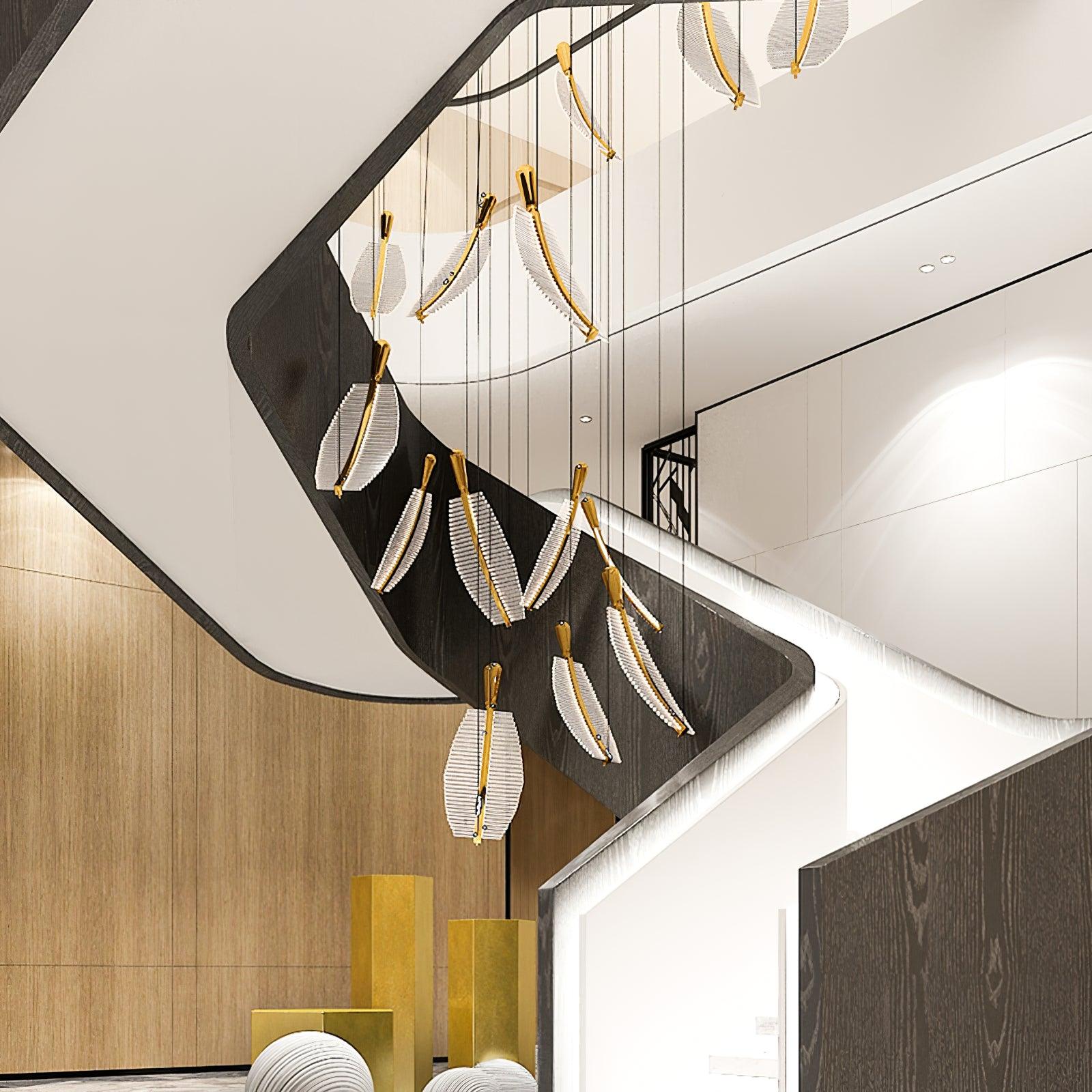 Kuo Chandelier Leaf Acrylic Gold Elegant Modern-Neutral Decor
