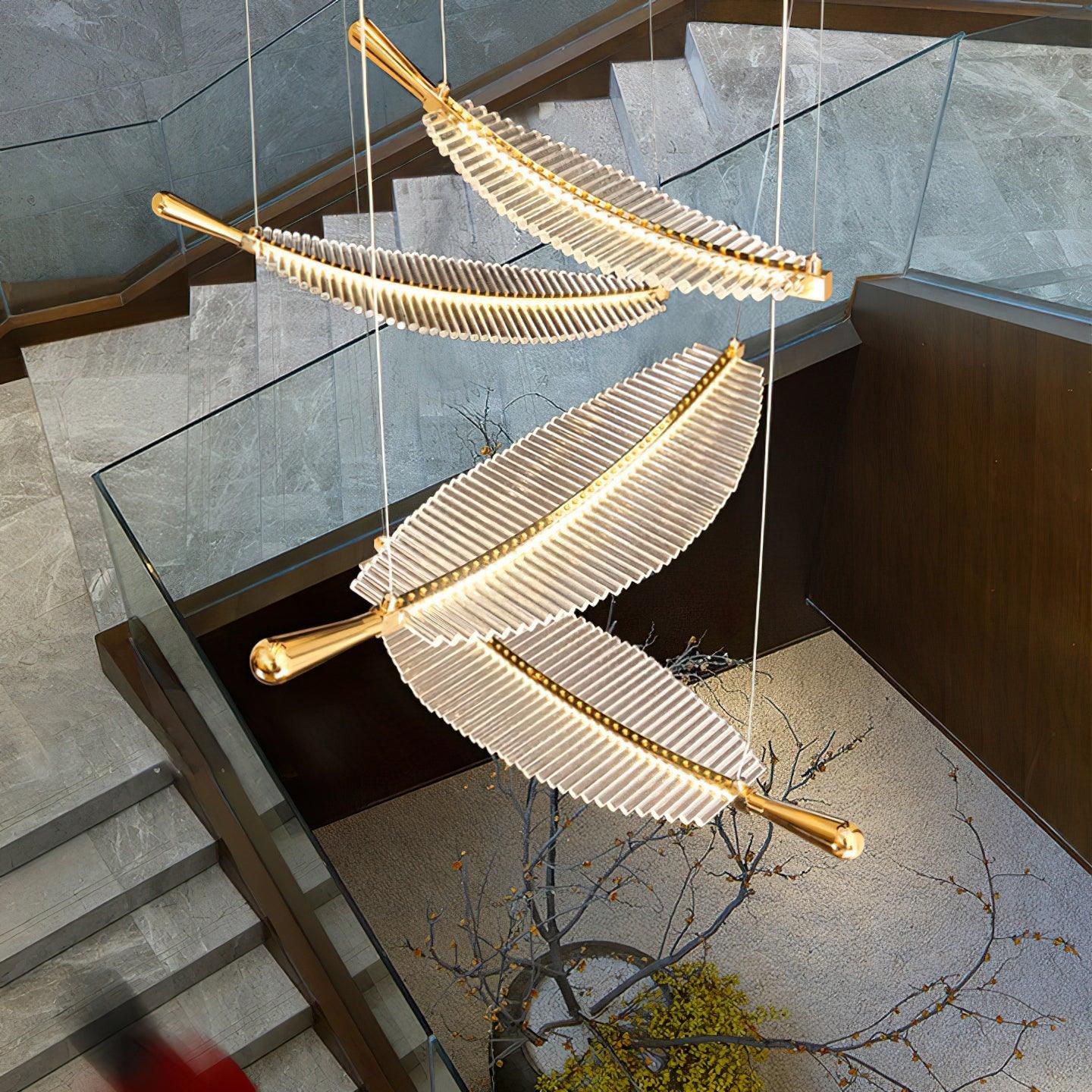Kuo Chandelier Leaf Acrylic Gold Elegant Modern-Neutral Decor