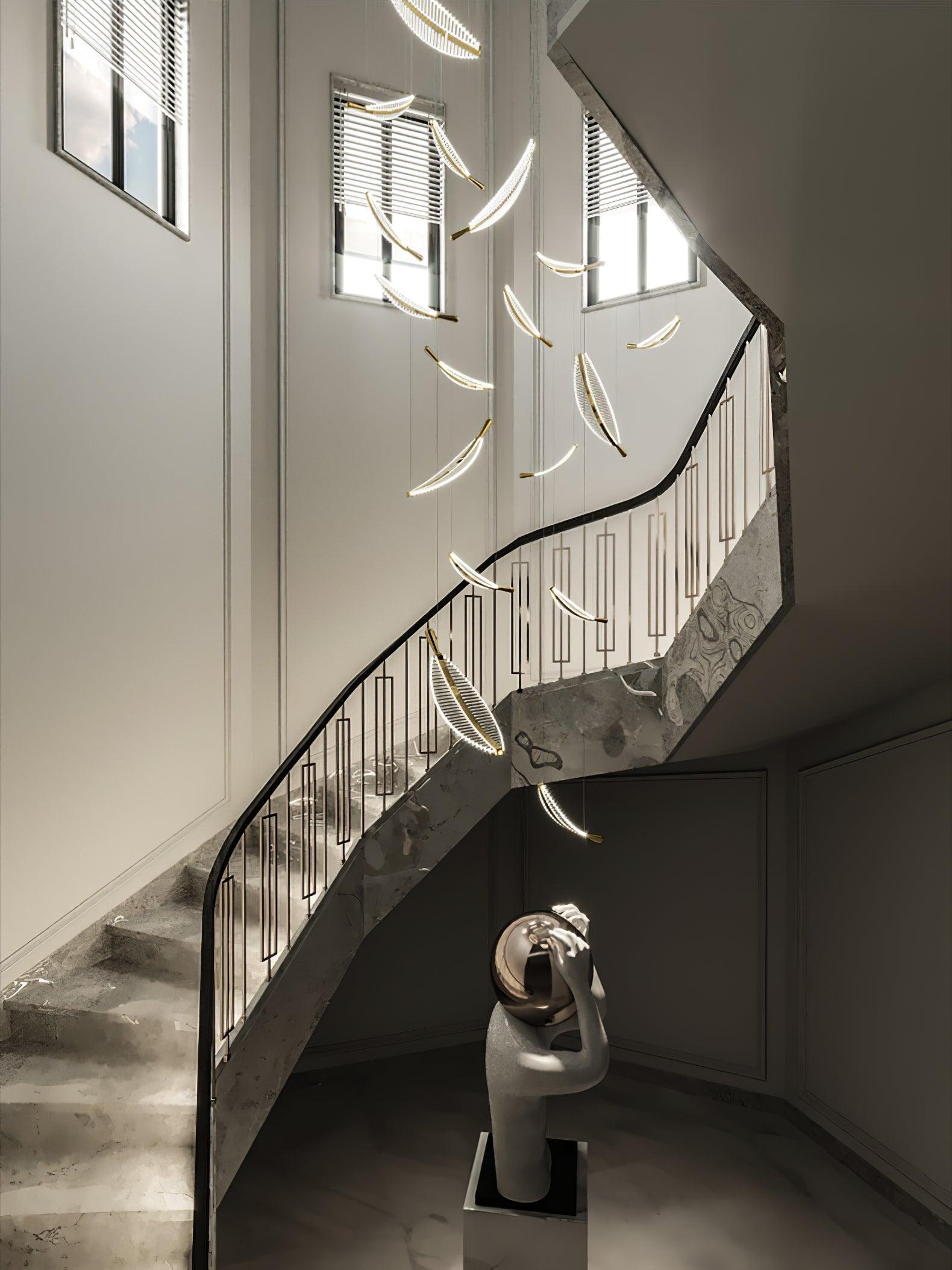 Kuo Chandelier Leaf Acrylic Gold Elegant Modern-Neutral Decor