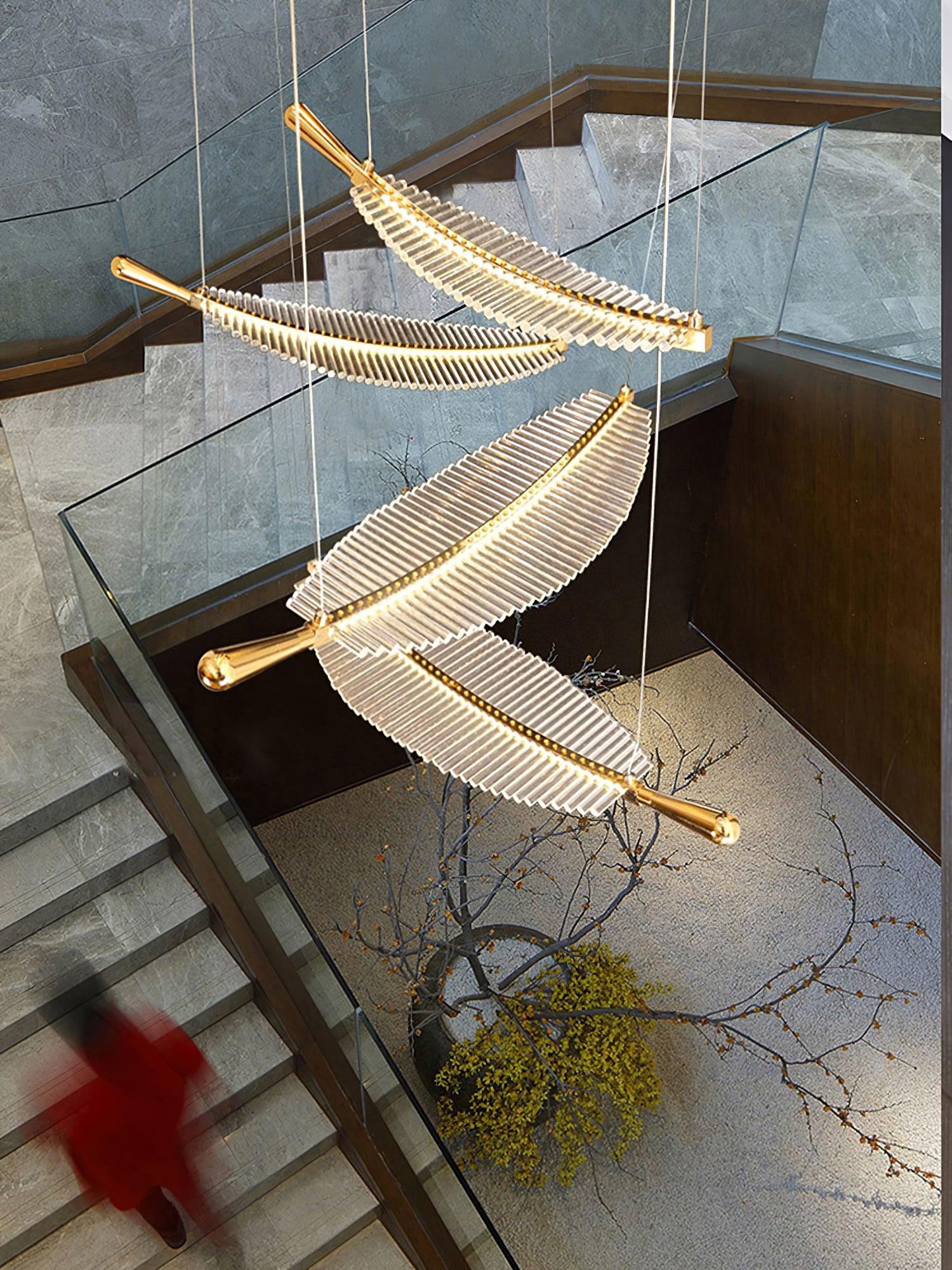 Kuo Chandelier Leaf Acrylic Gold Elegant Modern-Neutral Decor