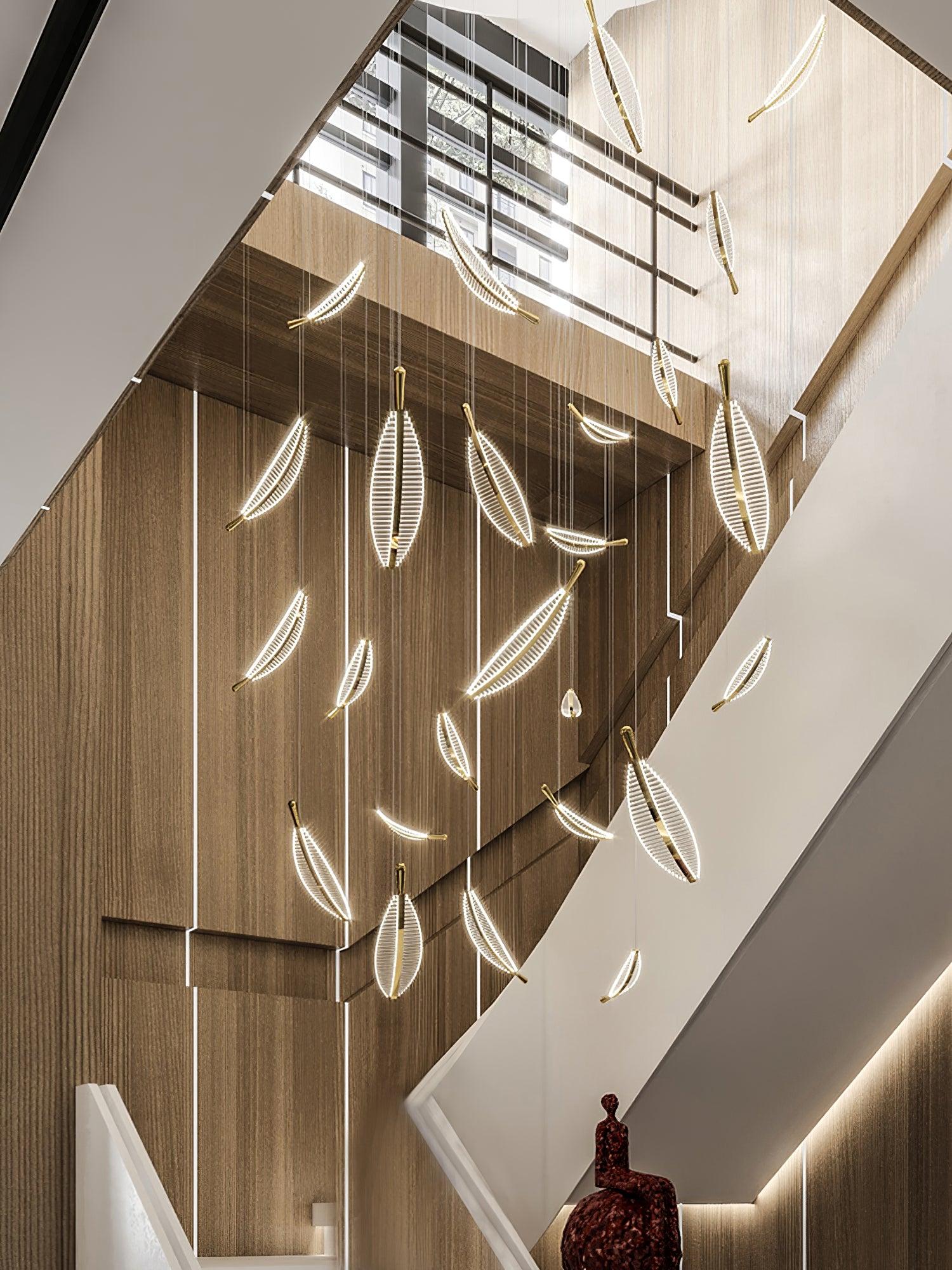 Kuo Chandelier Leaf Acrylic Gold Elegant Modern-Neutral Decor