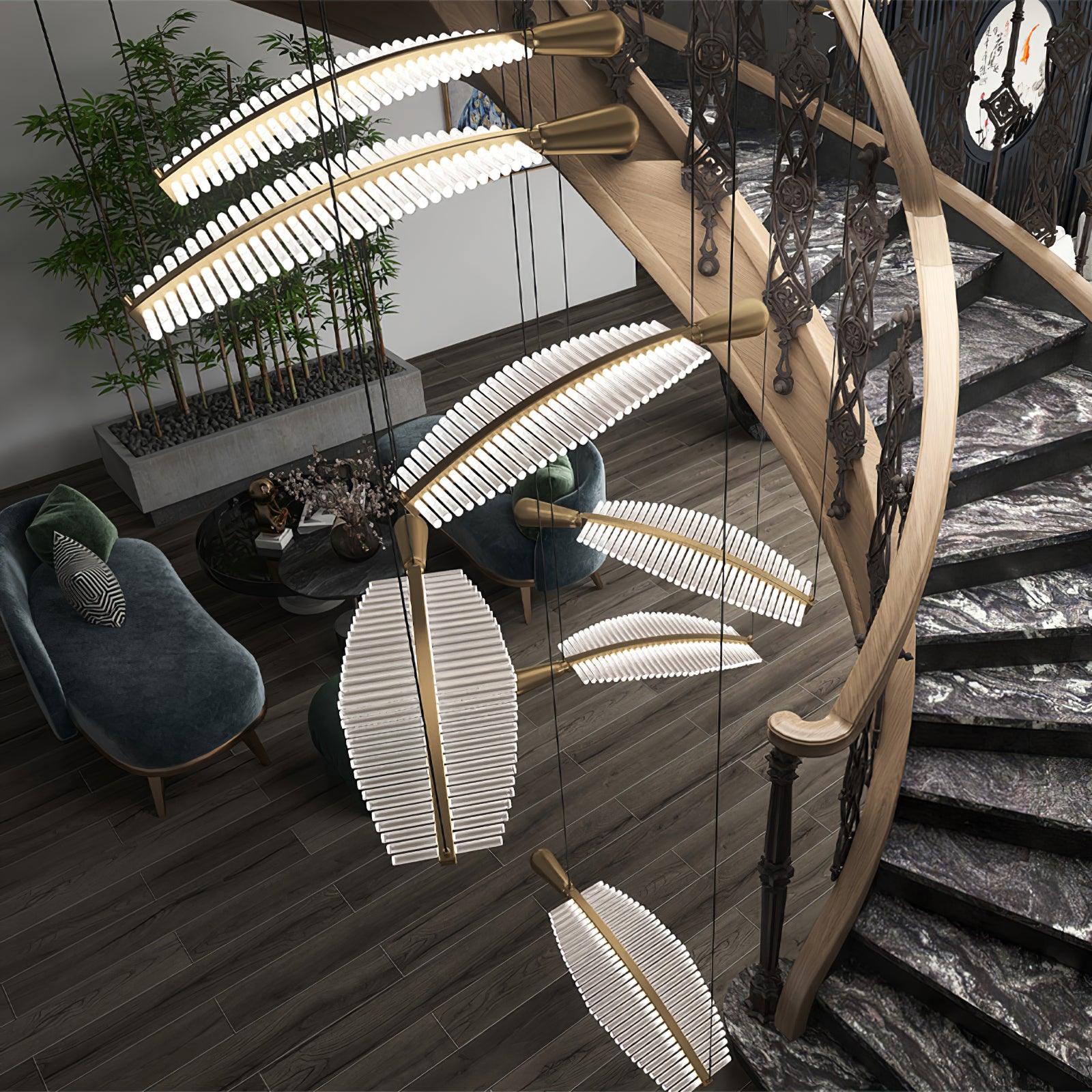 Kuo Chandelier Leaf Acrylic Gold Elegant Modern-Neutral Decor