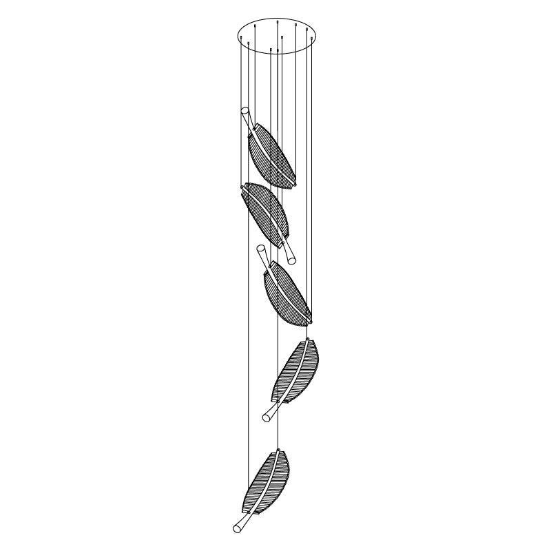 Kuo Chandelier Leaf Acrylic Gold Elegant Modern-Neutral Decor