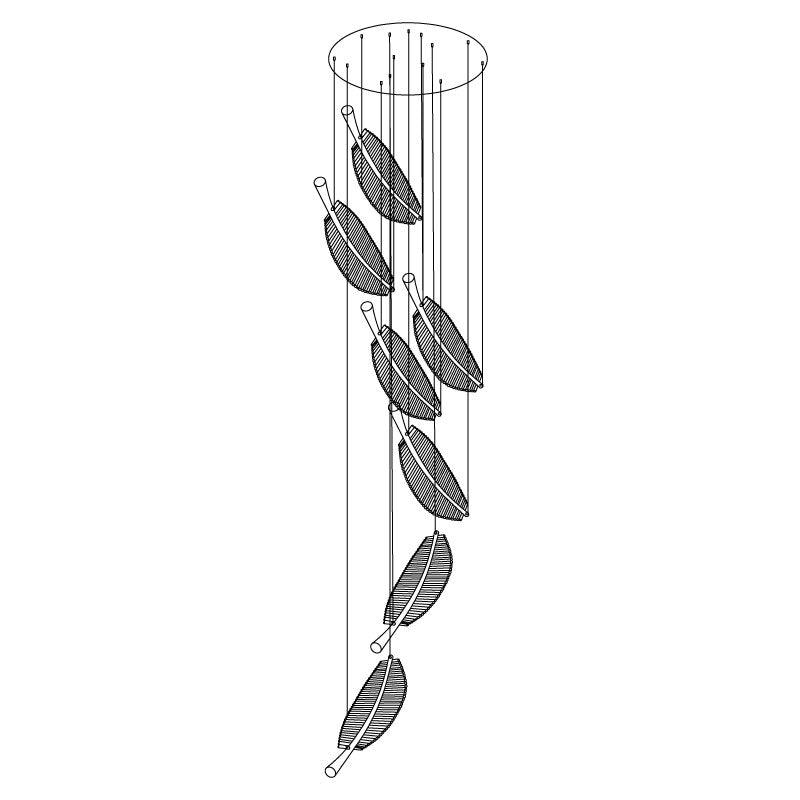 Kuo Chandelier Leaf Acrylic Gold Elegant Modern-Neutral Decor
