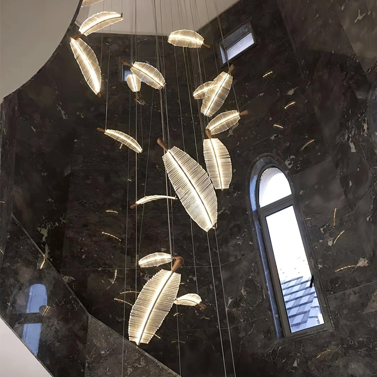 Kuo Chandelier Leaf Acrylic Gold Elegant Modern-Neutral Decor