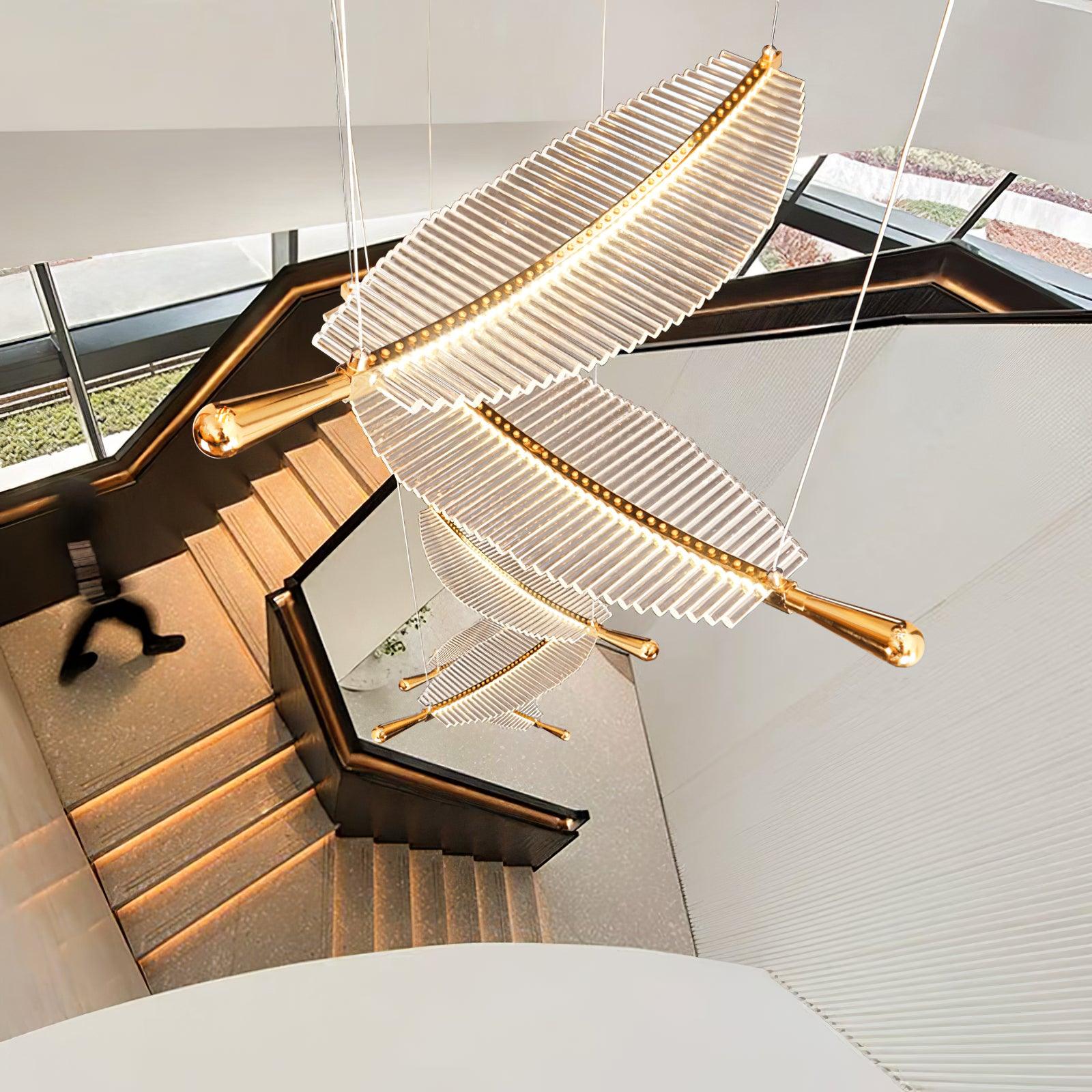 Kuo Chandelier Leaf Acrylic Gold Elegant Modern-Neutral Decor