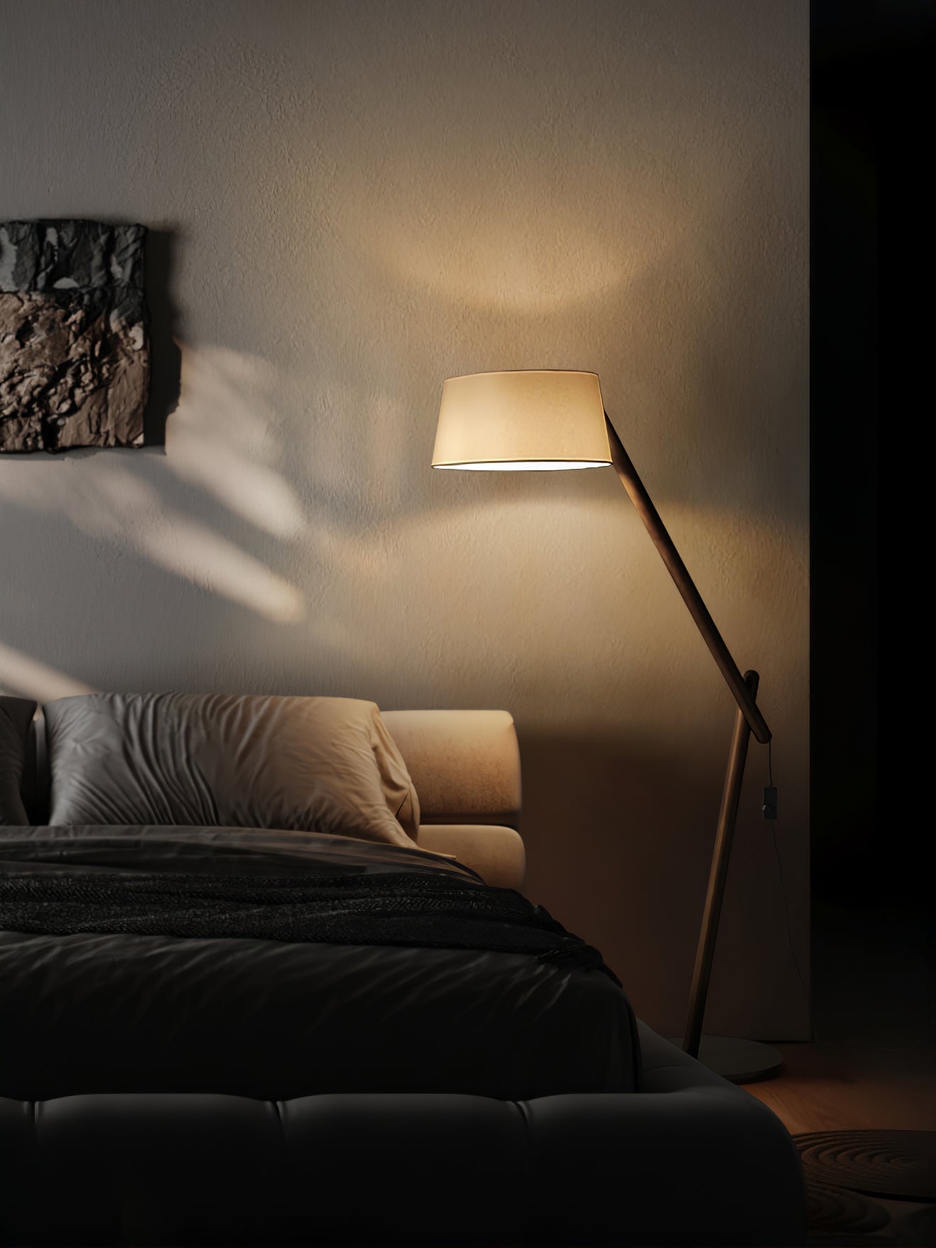 Cethar Scandinavian Fabric Floor Lamp-Neutral Decor