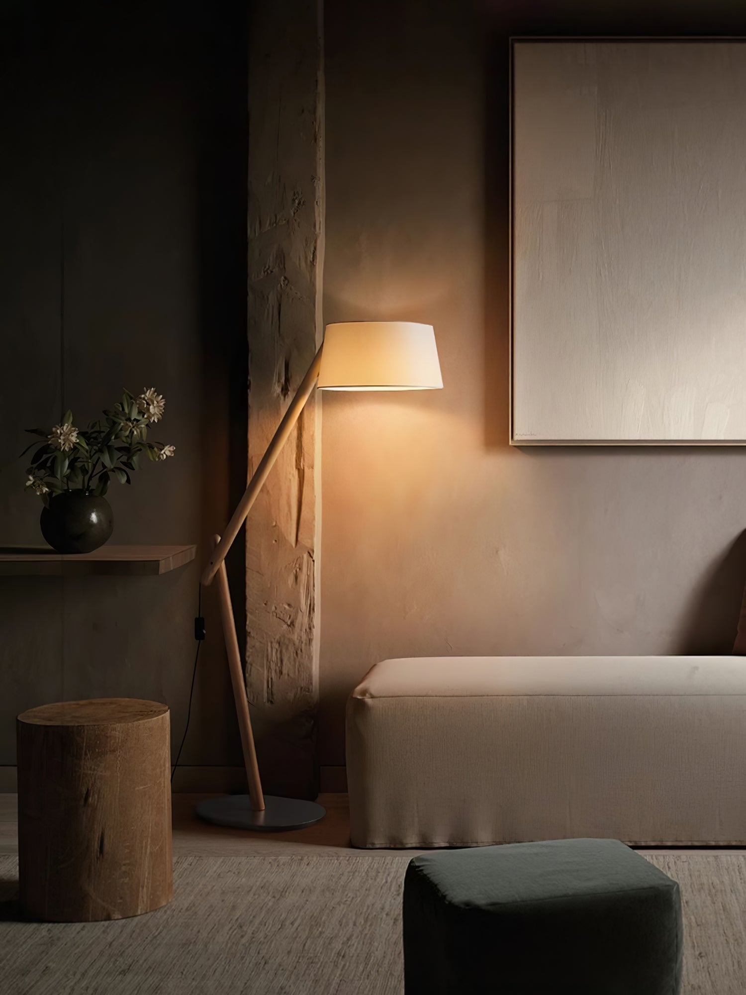 Cethar Scandinavian Fabric Floor Lamp-Neutral Decor