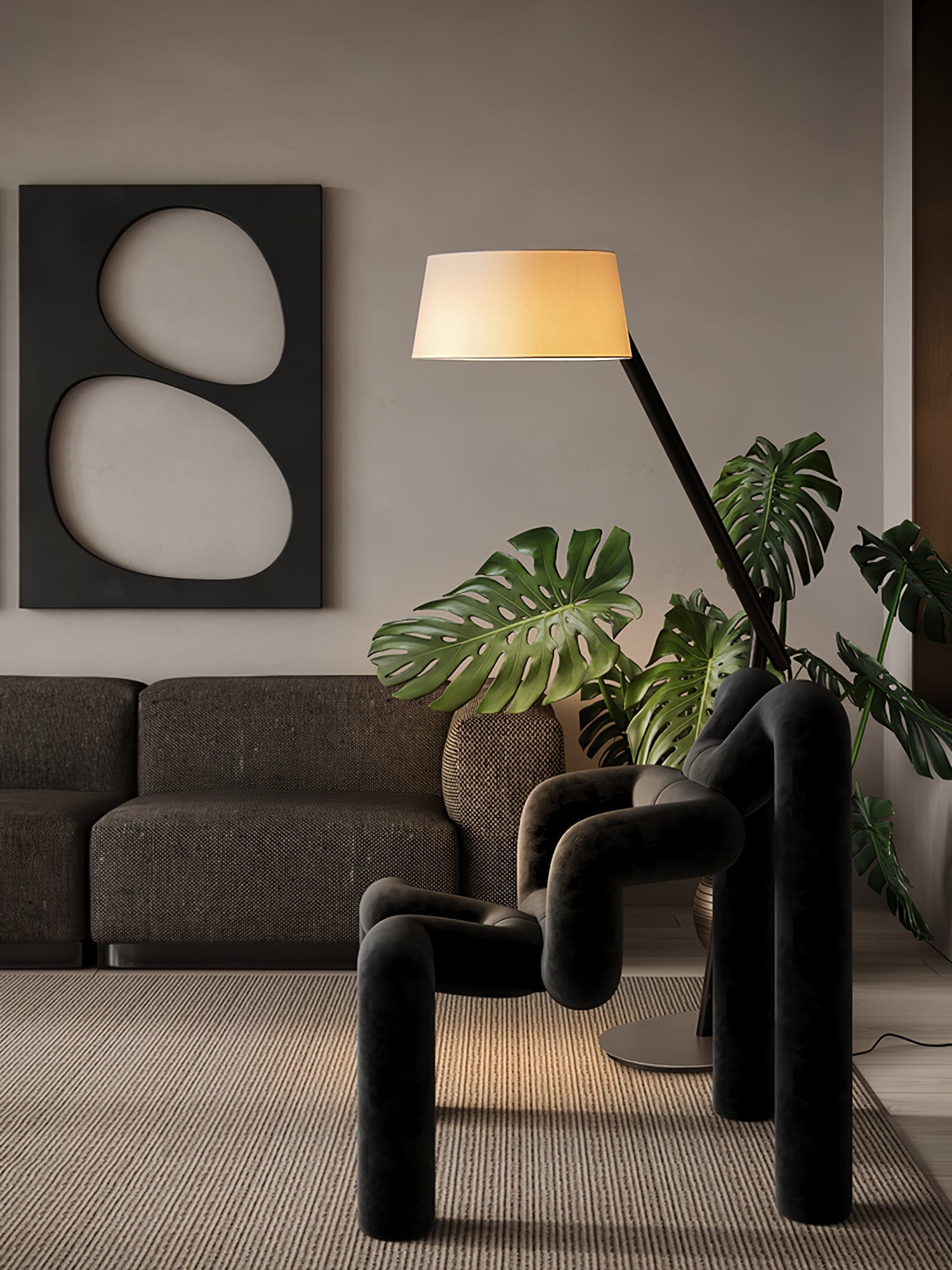 Cethar Scandinavian Fabric Floor Lamp-Neutral Decor