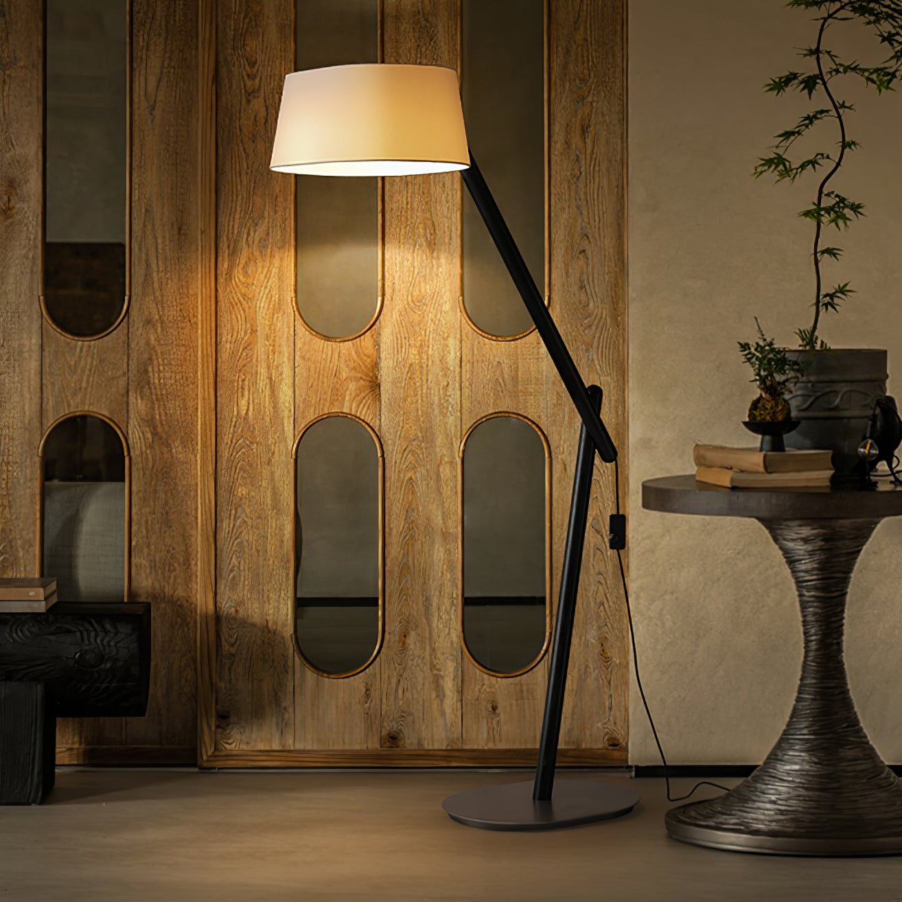 Cethar Scandinavian Fabric Floor Lamp-Neutral Decor