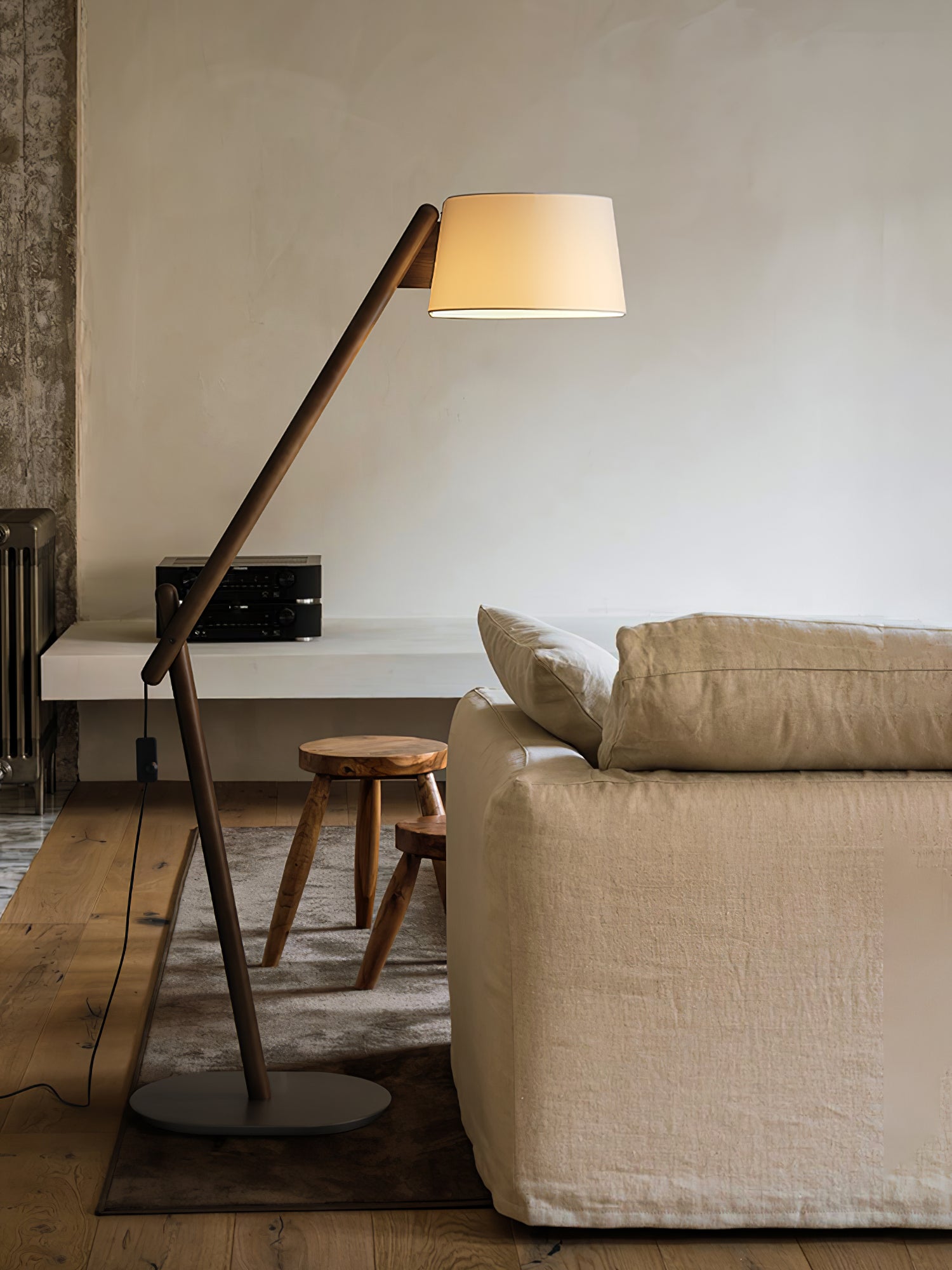 Cethar Scandinavian Fabric Floor Lamp-Neutral Decor