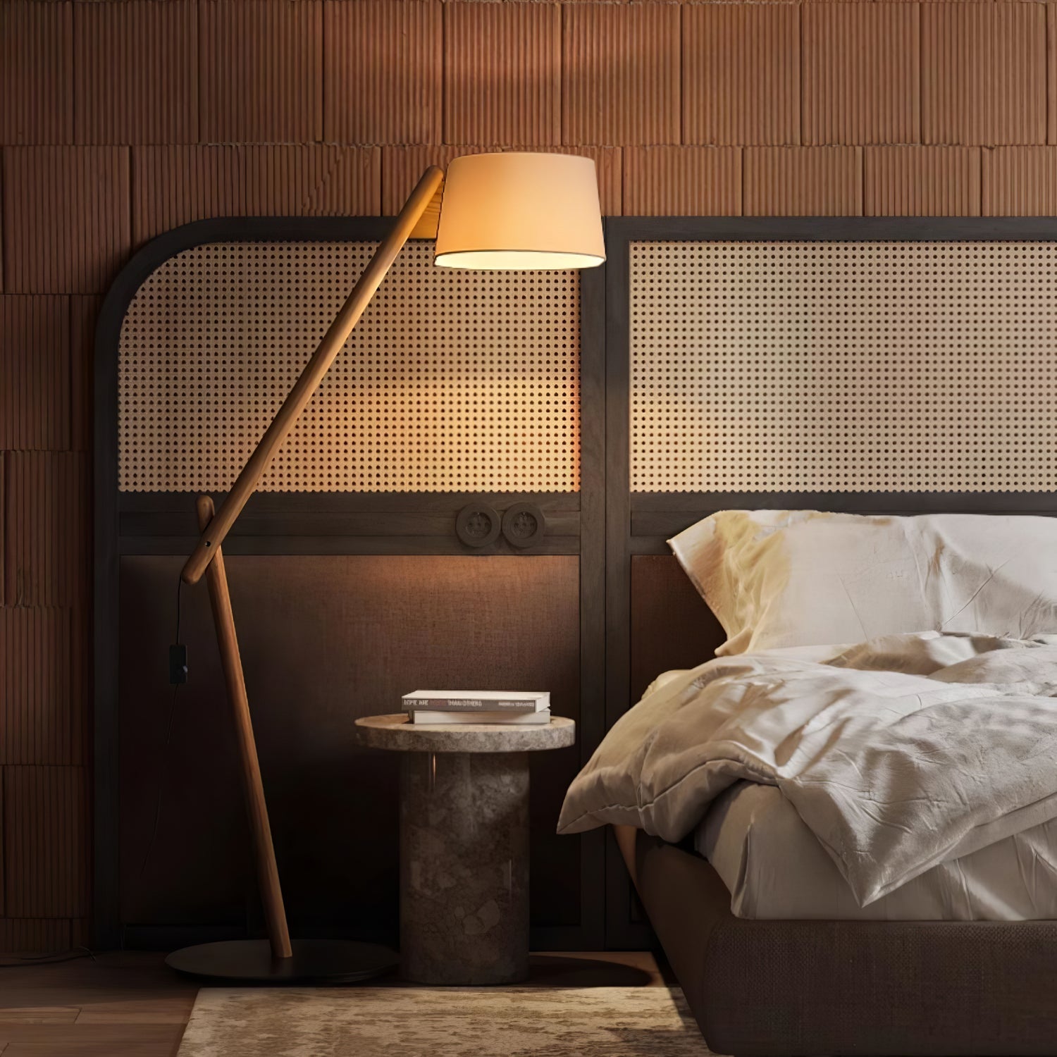 Cethar Scandinavian Fabric Floor Lamp-Neutral Decor