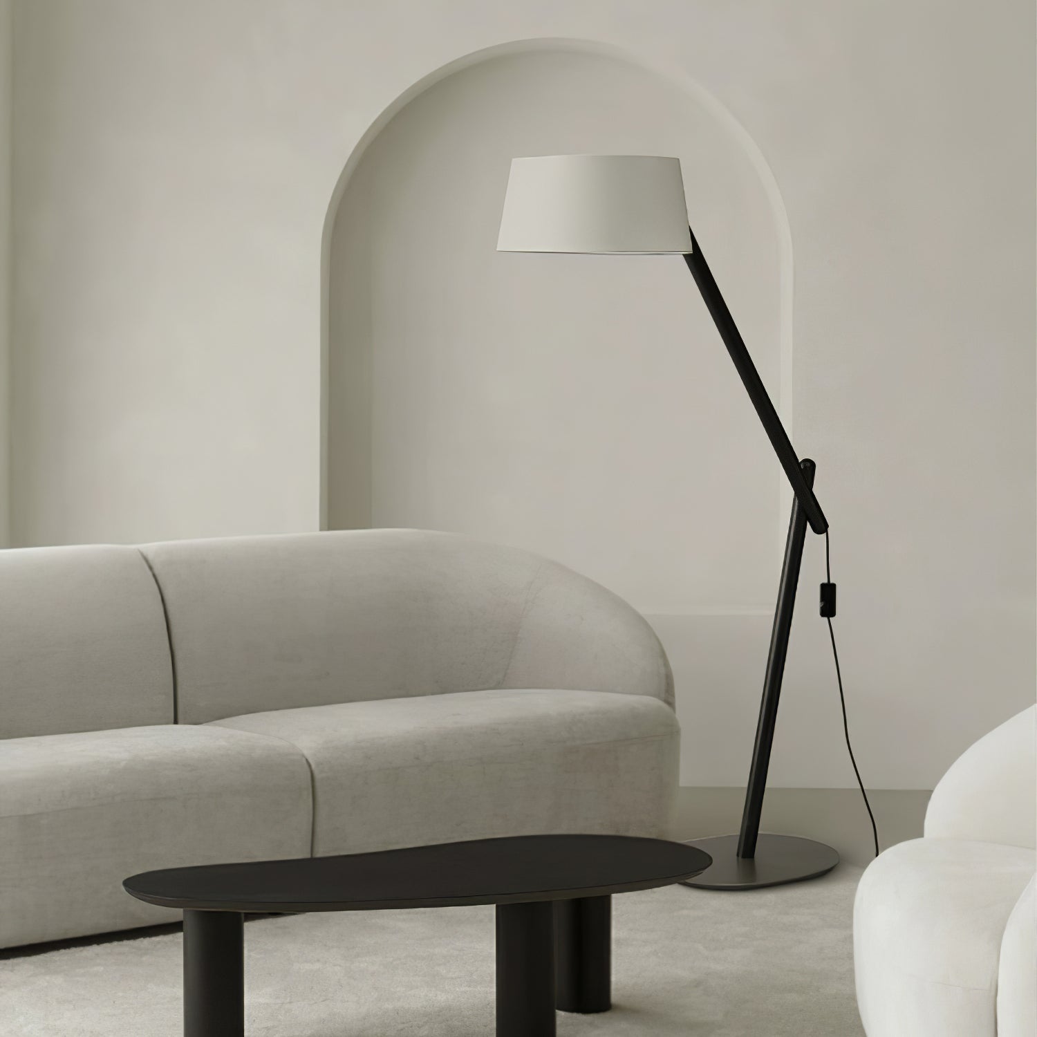 Cethar Scandinavian Fabric Floor Lamp-Neutral Decor