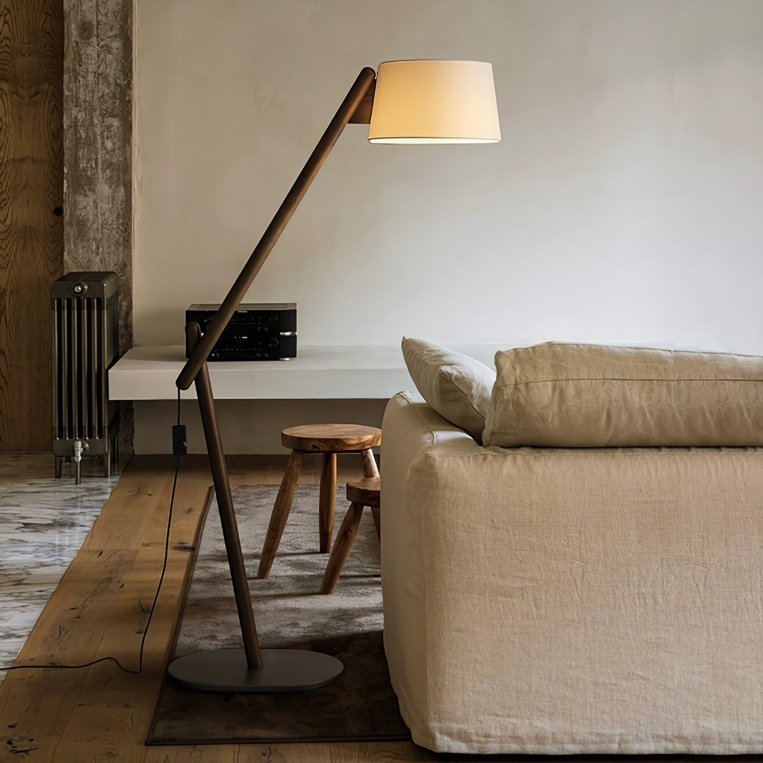 Cethar Scandinavian Fabric Floor Lamp-Neutral Decor