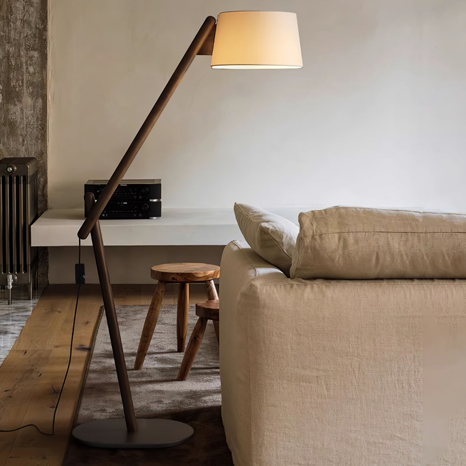Cethar Scandinavian Fabric Floor Lamp-Neutral Decor