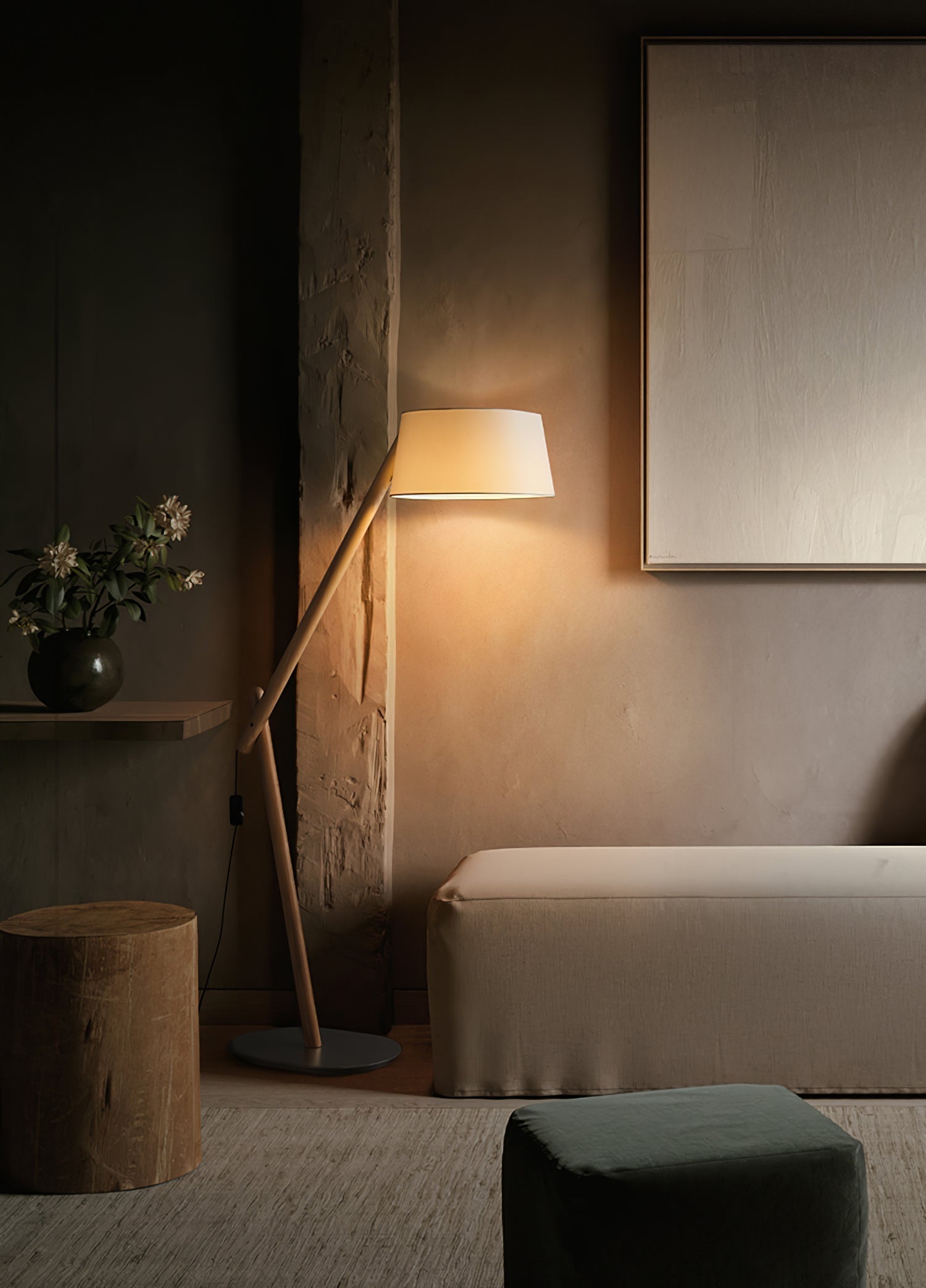 Cethar Scandinavian Fabric Floor Lamp-Neutral Decor