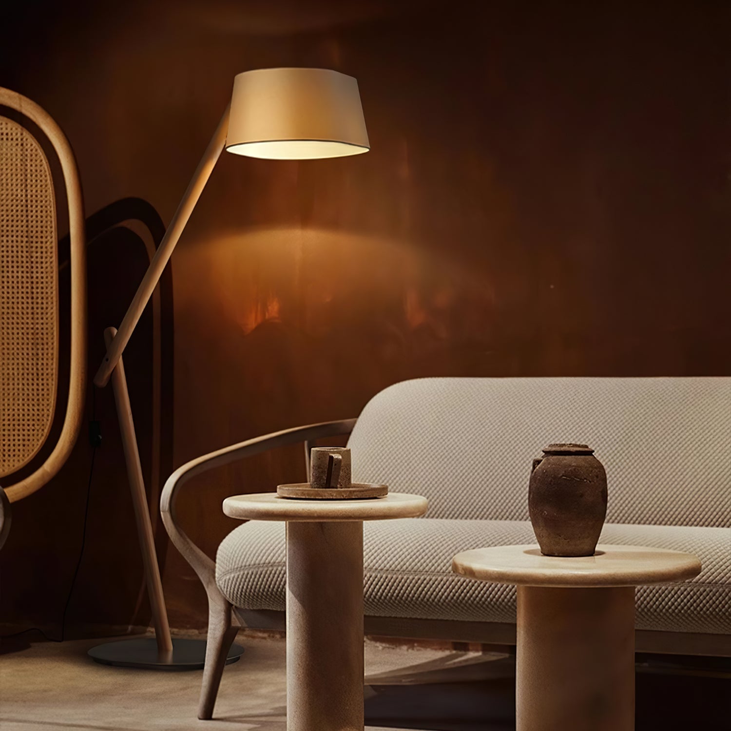 Cethar Scandinavian Fabric Floor Lamp-Neutral Decor