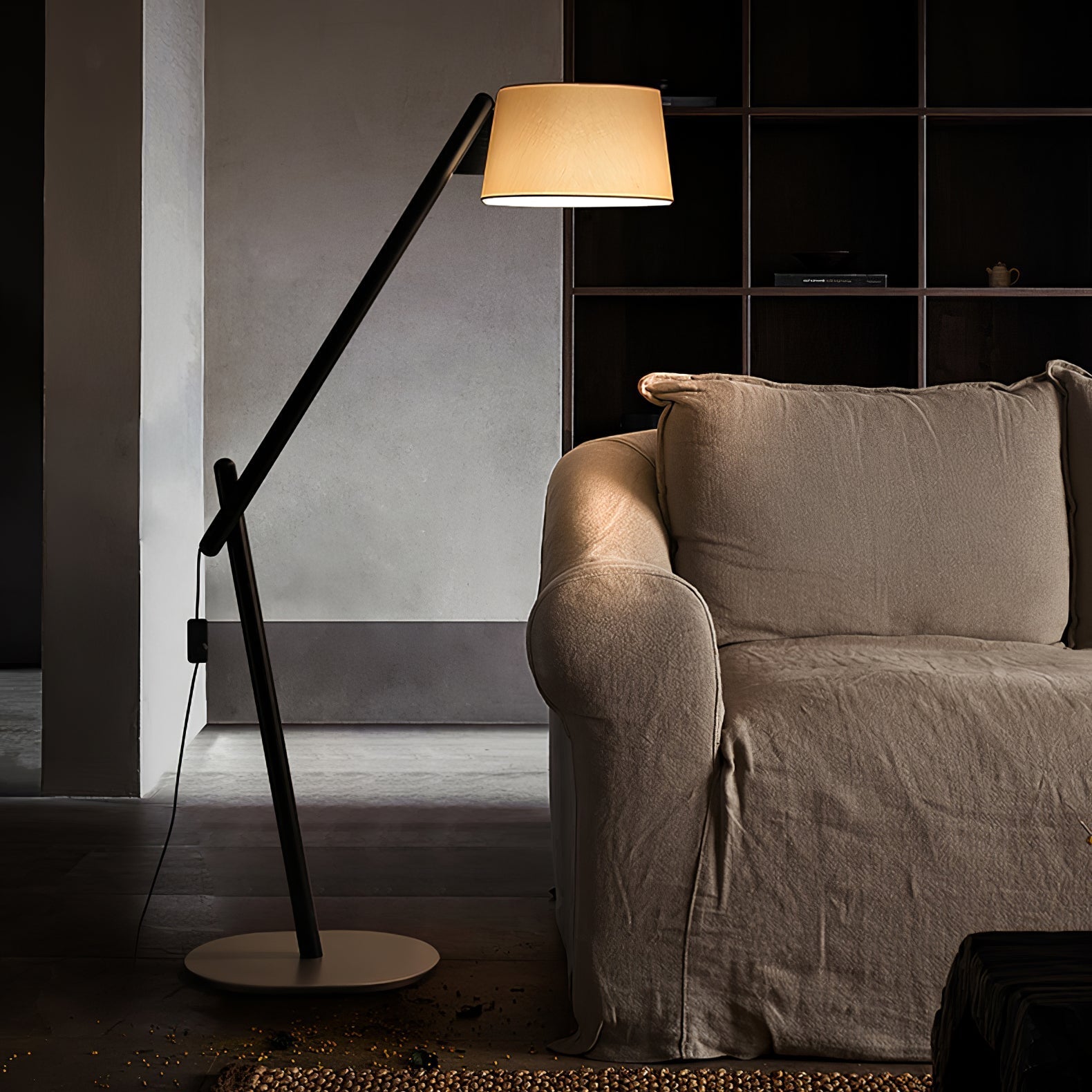 Cethar Scandinavian Fabric Floor Lamp-Neutral Decor