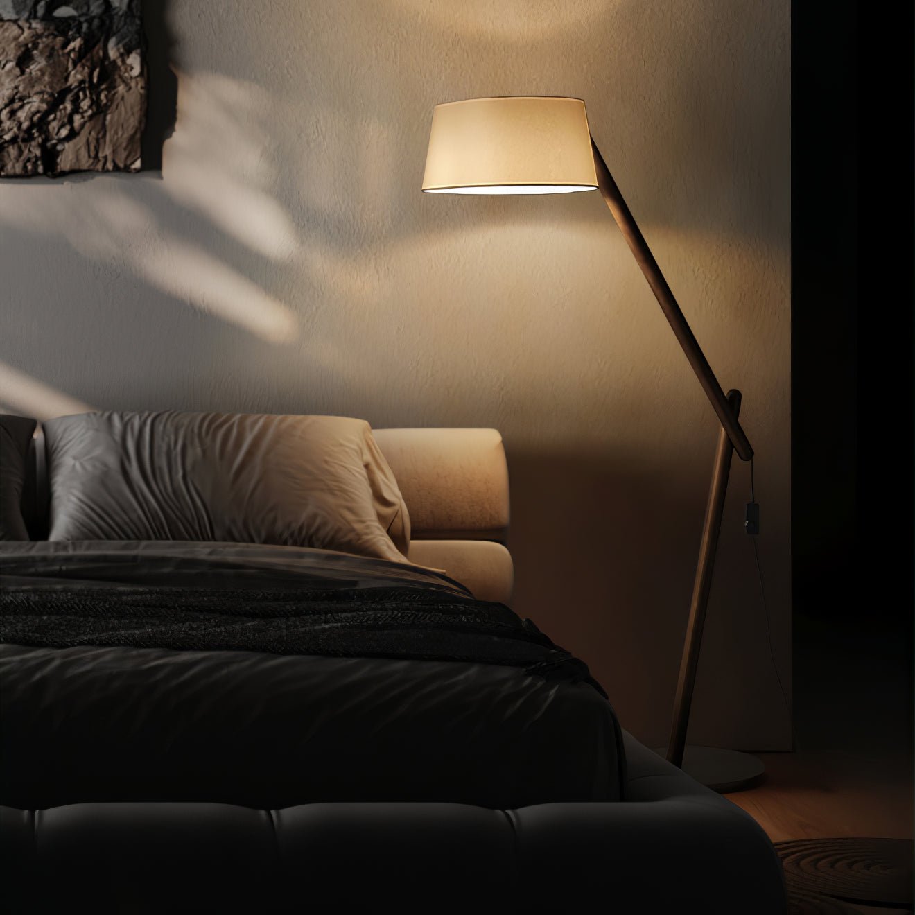 Cethar Scandinavian Fabric Floor Lamp-Neutral Decor