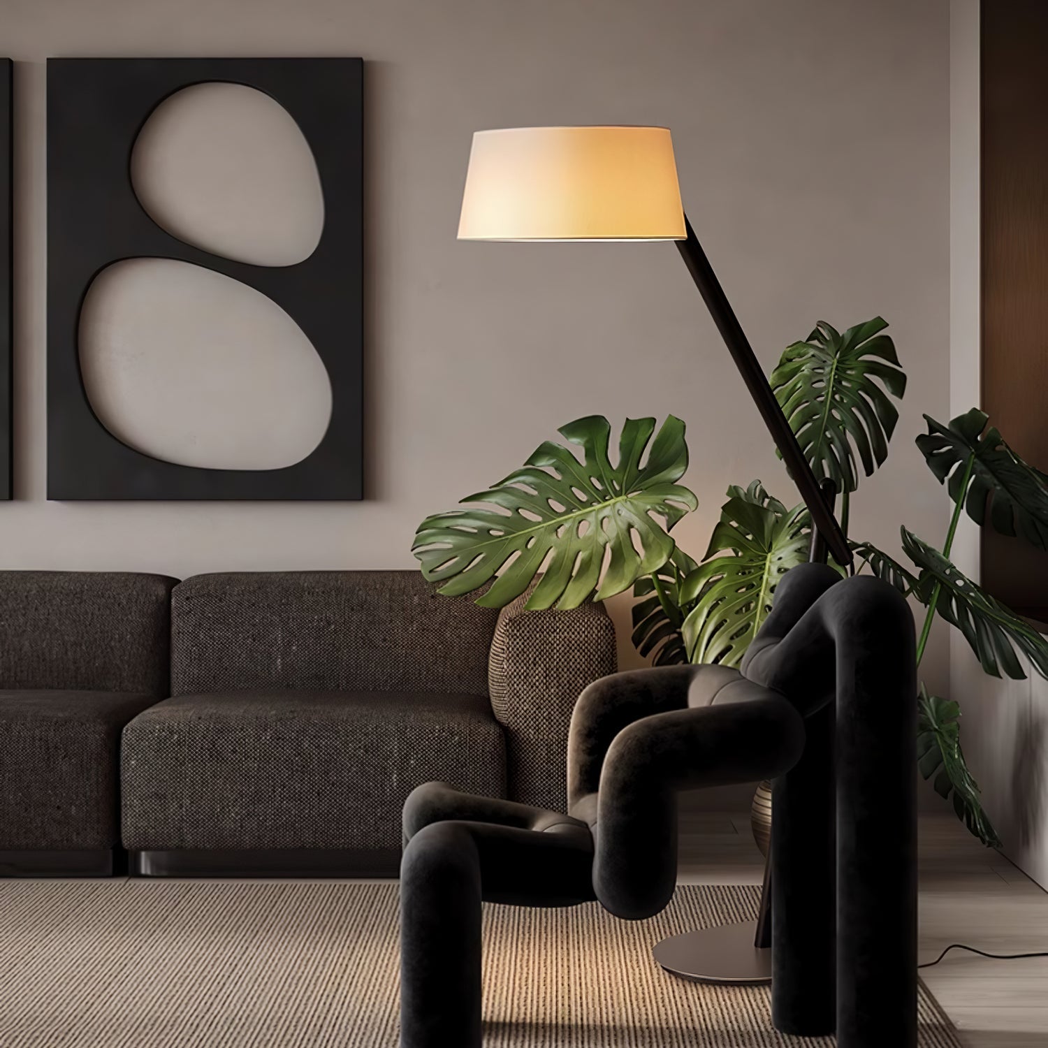 Cethar Scandinavian Fabric Floor Lamp-Neutral Decor