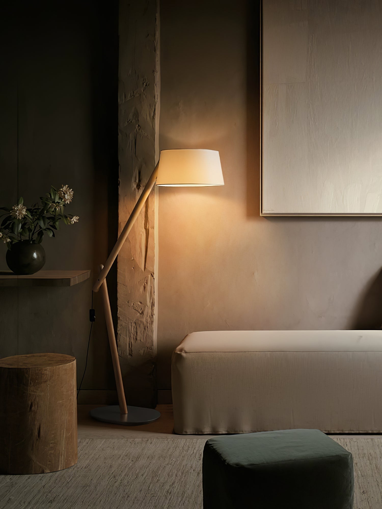 Cethar Scandinavian Fabric Floor Lamp-Neutral Decor
