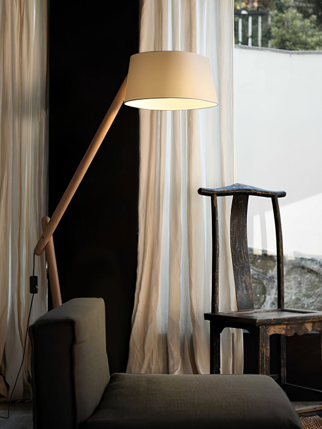 Cethar Scandinavian Fabric Floor Lamp-Neutral Decor