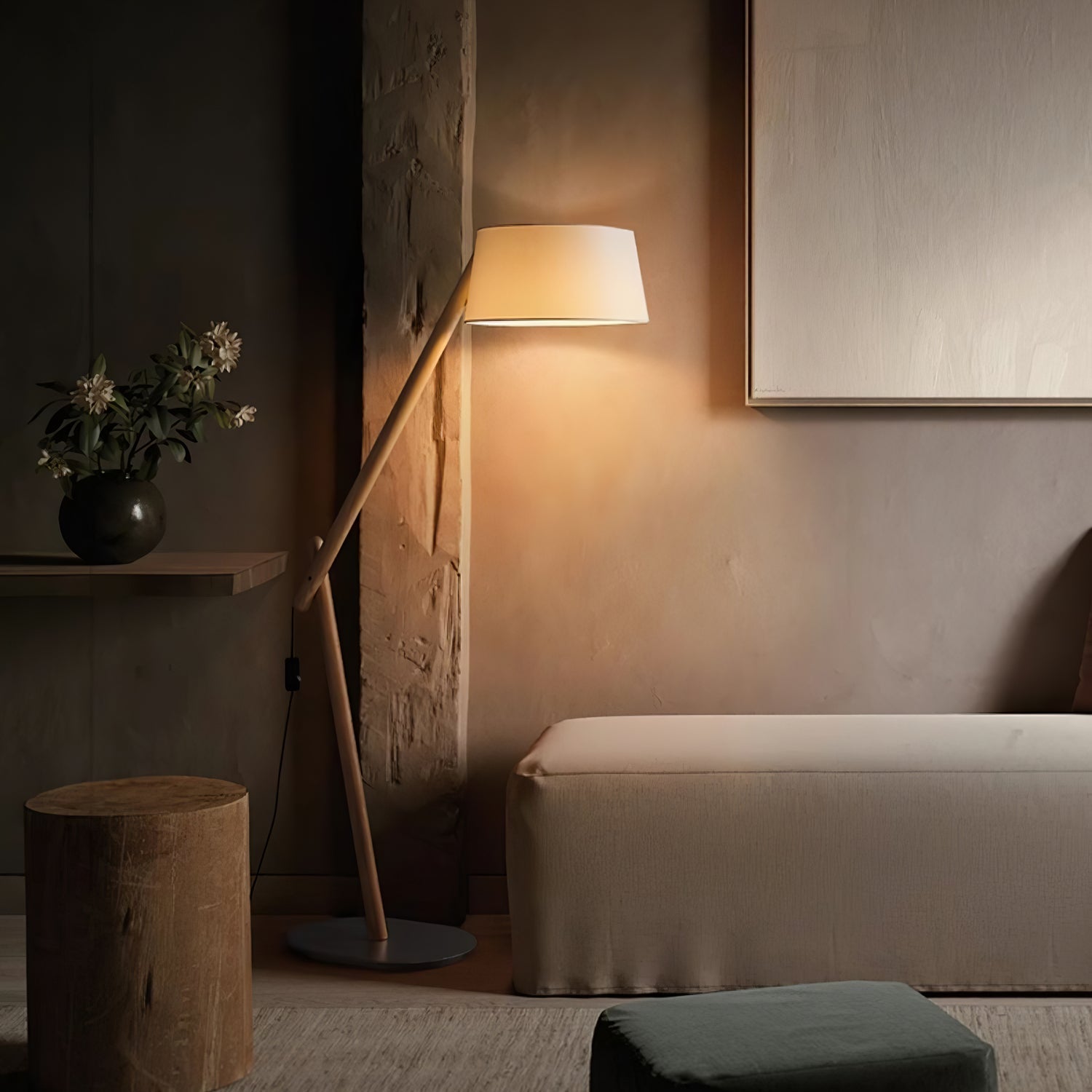 Cethar Scandinavian Fabric Floor Lamp-Neutral Decor