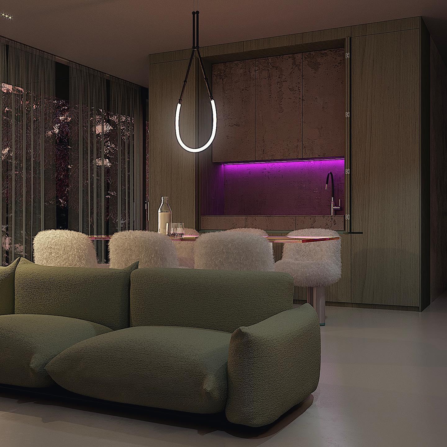 Rio Chandelier Leda LED Flexible Modern Sculptural-Neutral Decor