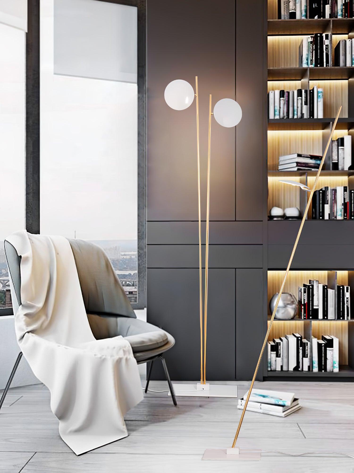 Axial Ray Sculptural Floor Lamp-Neutral Decor