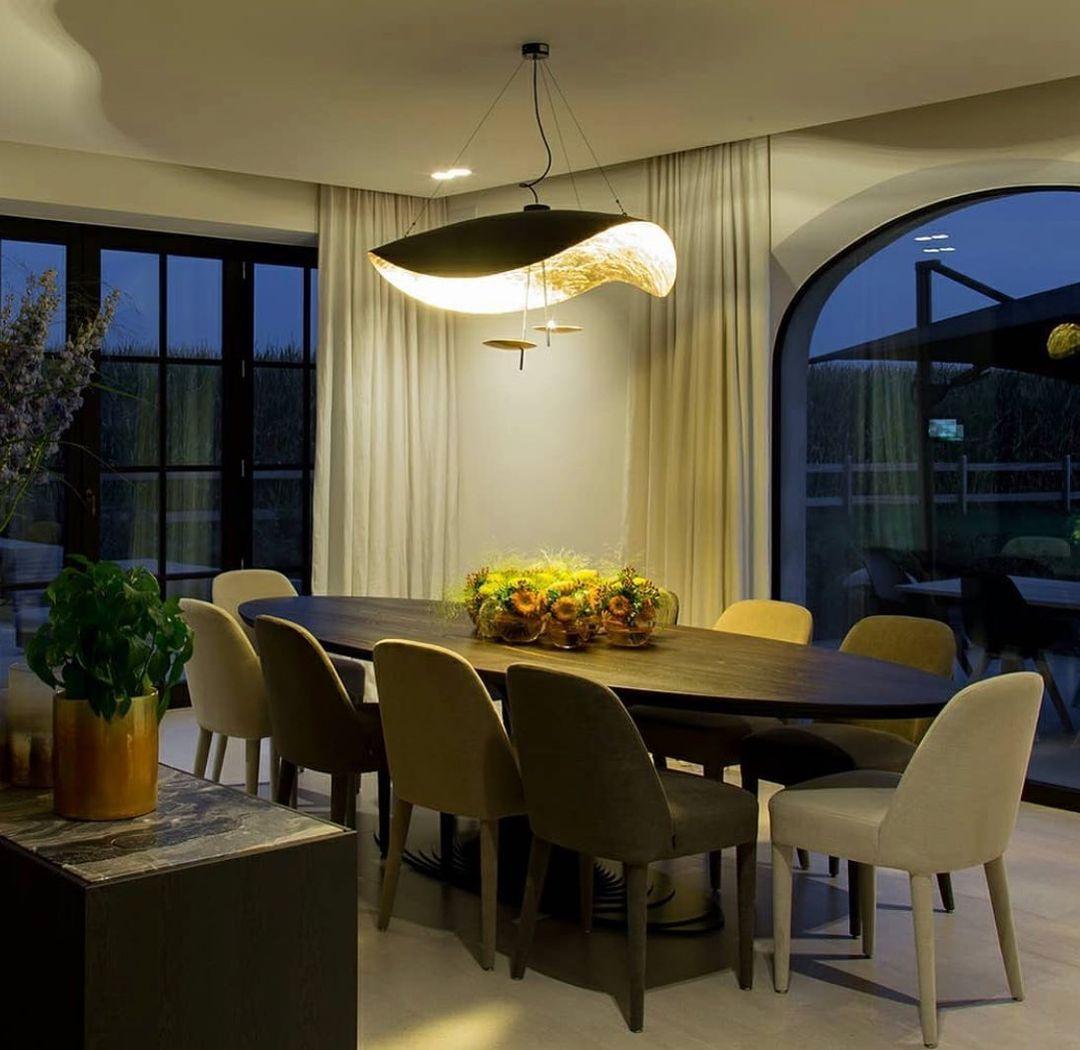 Lustra Pendant Lamp Black Gold Curved Shade-Neutral Decor