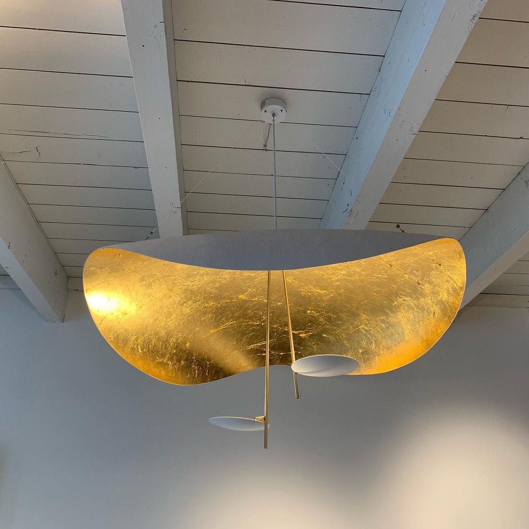 Lustra Pendant Lamp Black Gold Curved Shade-Neutral Decor