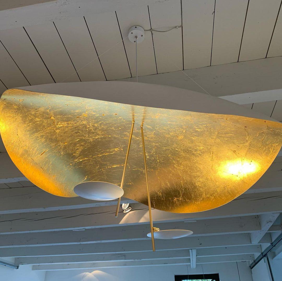 Lustra Pendant Lamp Black Gold Curved Shade-Neutral Decor
