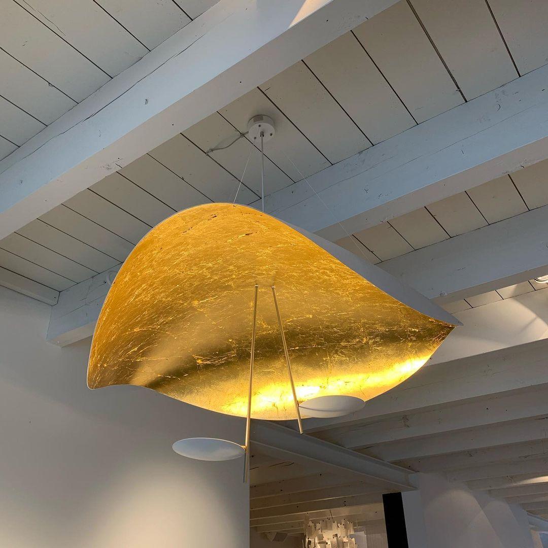 Lustra Pendant Lamp Black Gold Curved Shade-Neutral Decor