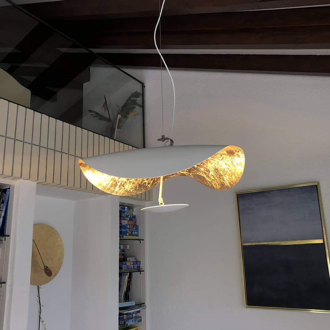 Lustra Pendant Lamp Black Gold Curved Shade-Neutral Decor
