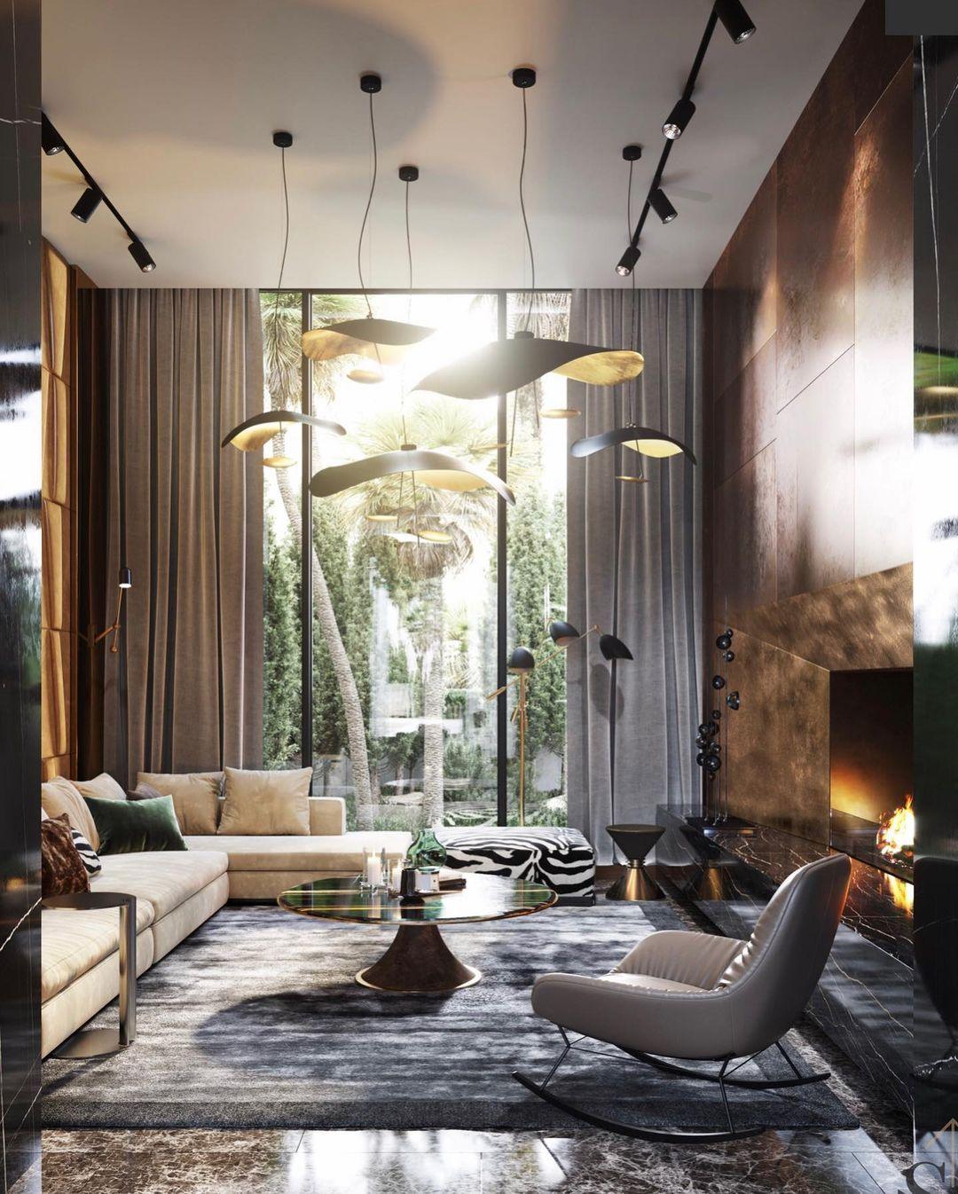 Lustra Pendant Lamp Black Gold Curved Shade-Neutral Decor