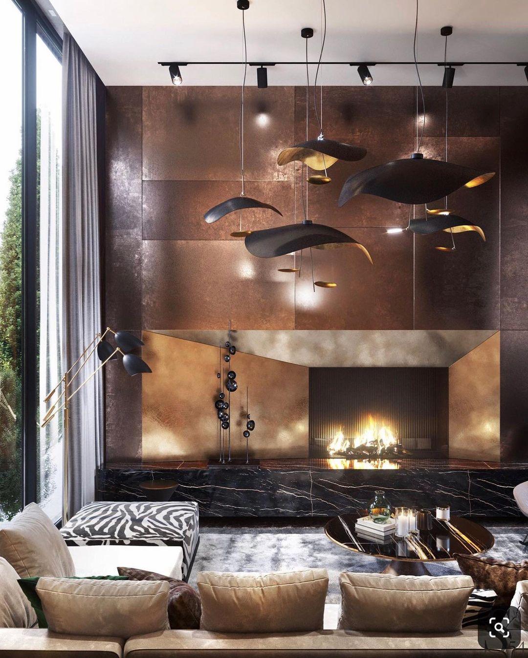 Lustra Pendant Lamp Black Gold Curved Shade-Neutral Decor