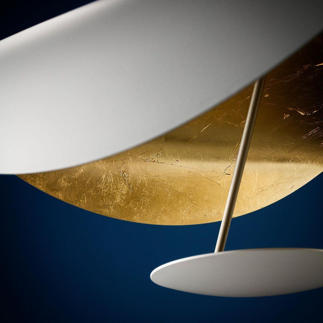 Lustra Pendant Lamp Black Gold Curved Shade-Neutral Decor