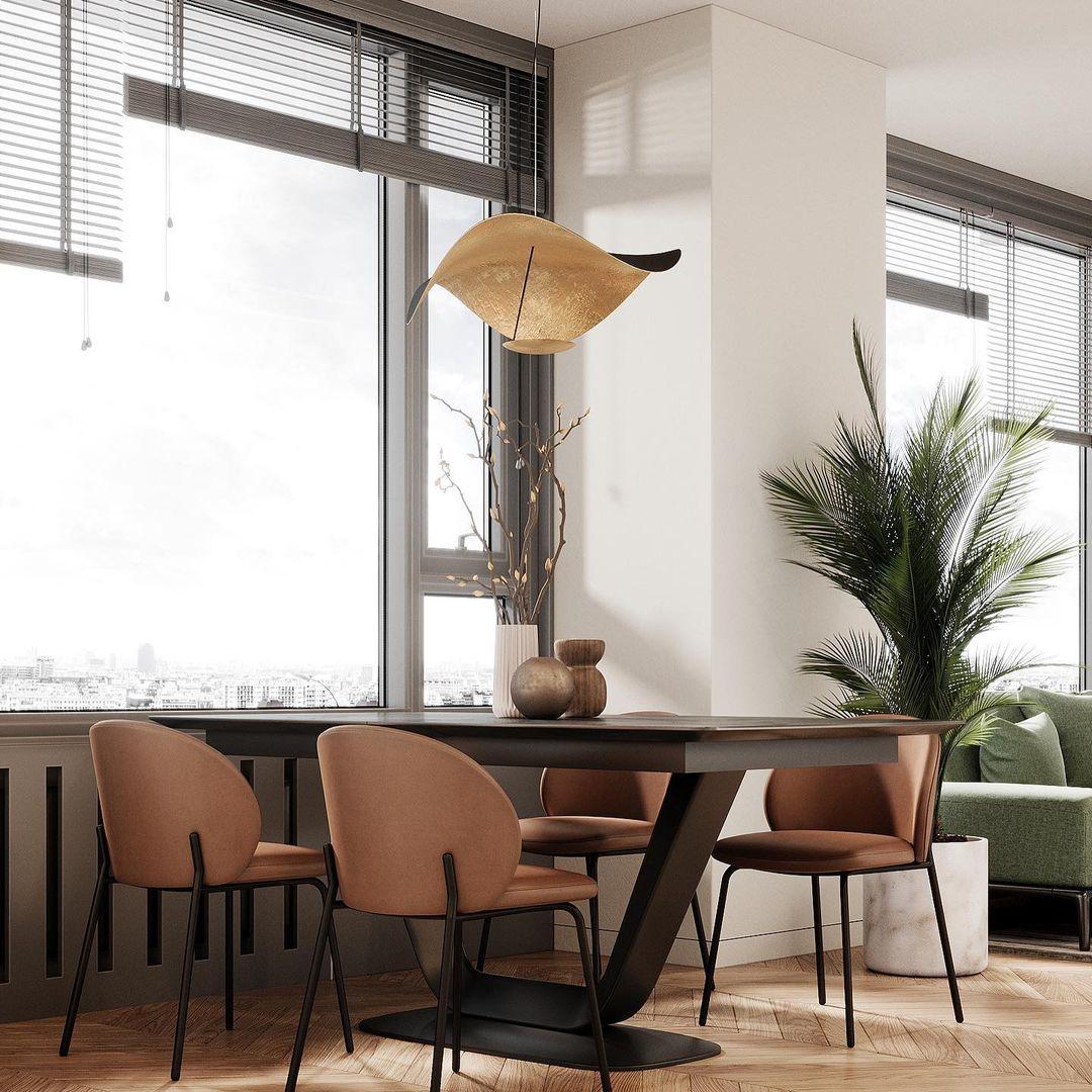 Lustra Pendant Lamp Black Gold Curved Shade-Neutral Decor