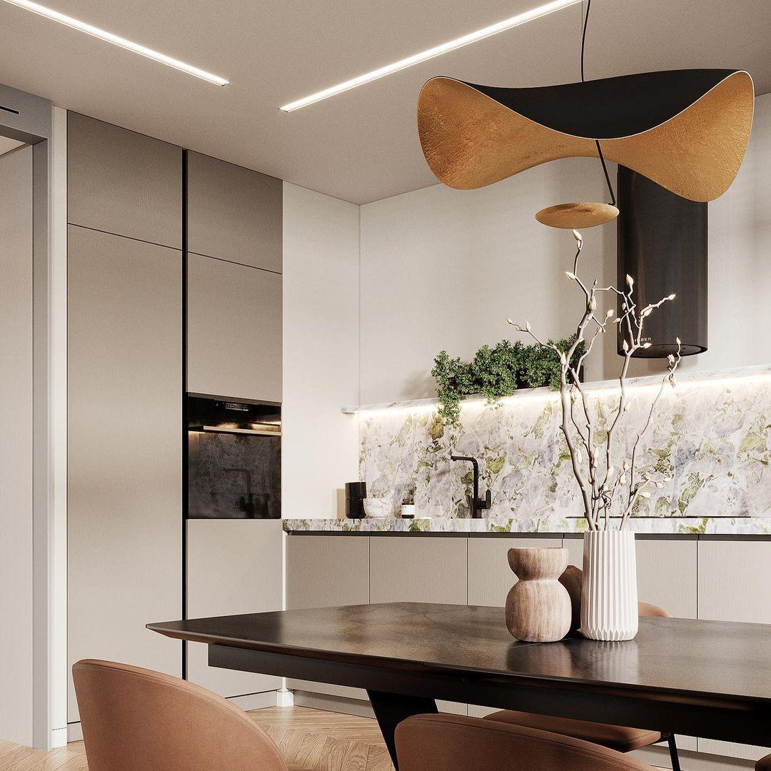 Lustra Pendant Lamp Black Gold Curved Shade-Neutral Decor