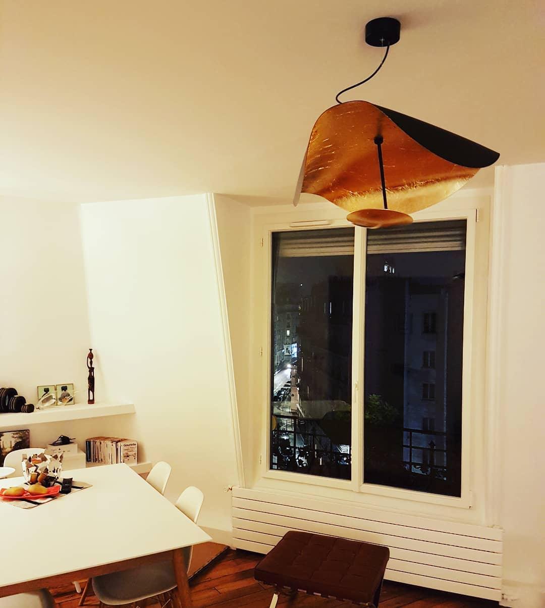 Lustra Pendant Lamp Black Gold Curved Shade-Neutral Decor