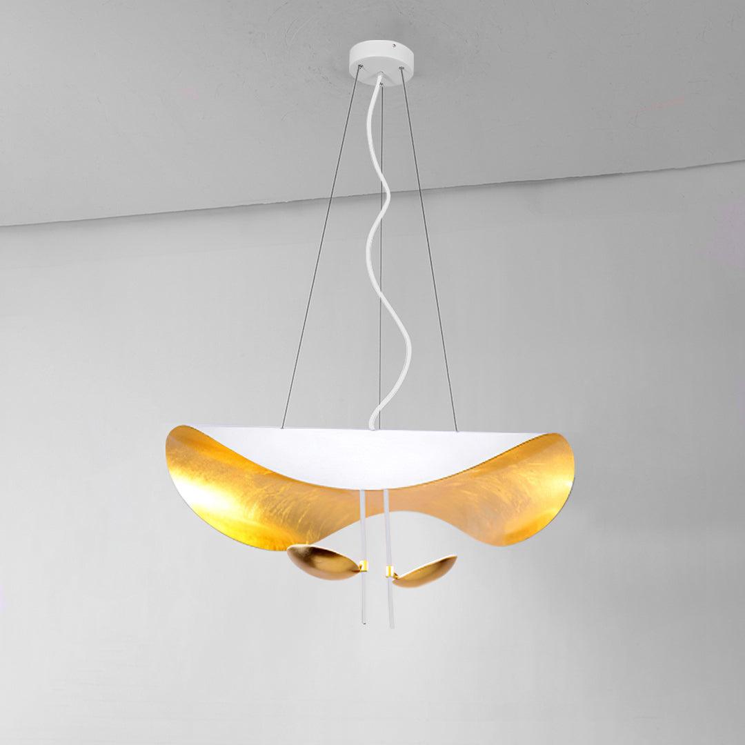 Lustra Pendant Lamp Black Gold Curved Shade-Neutral Decor