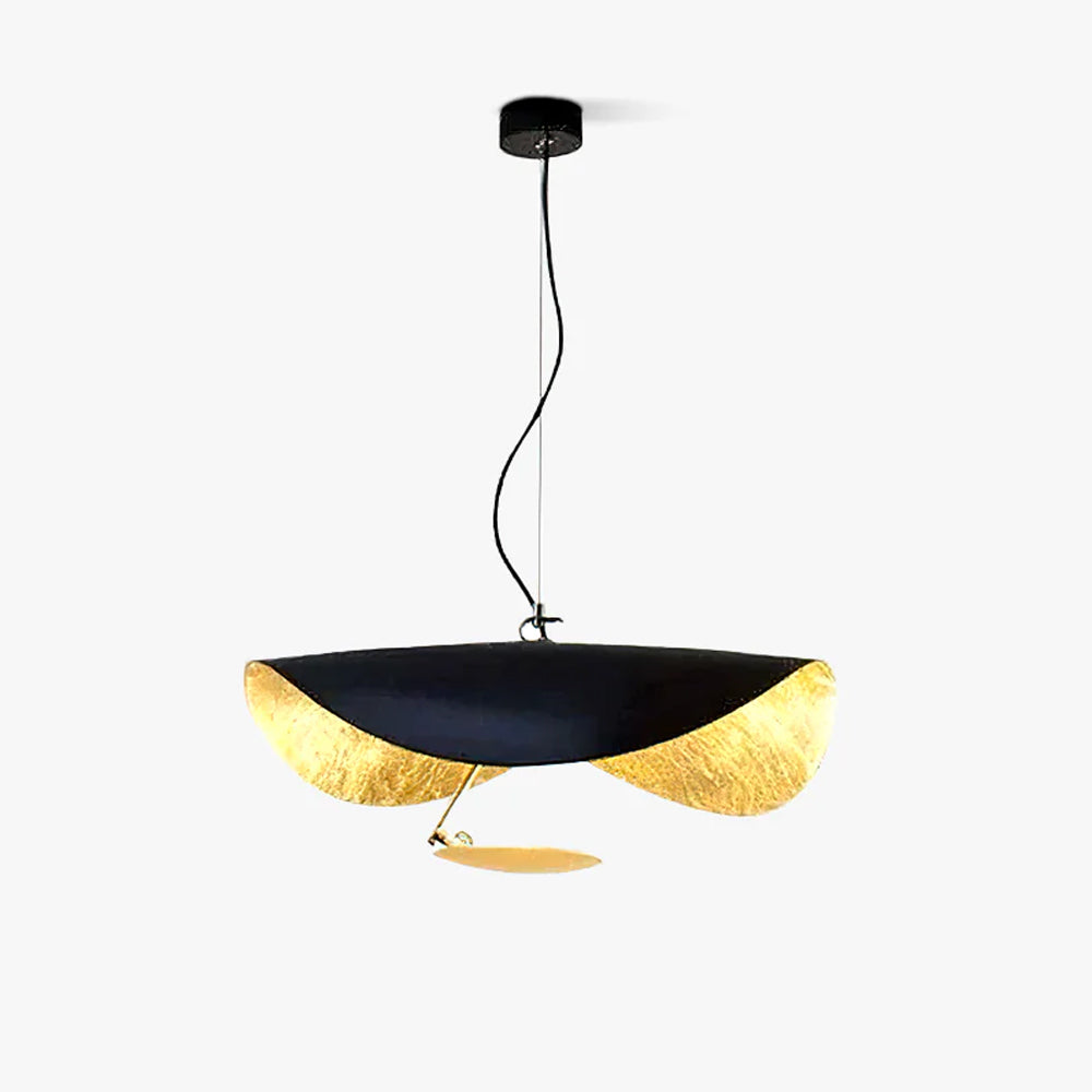 Lustra Pendant Lamp Black Gold Curved Shade-Neutral Decor