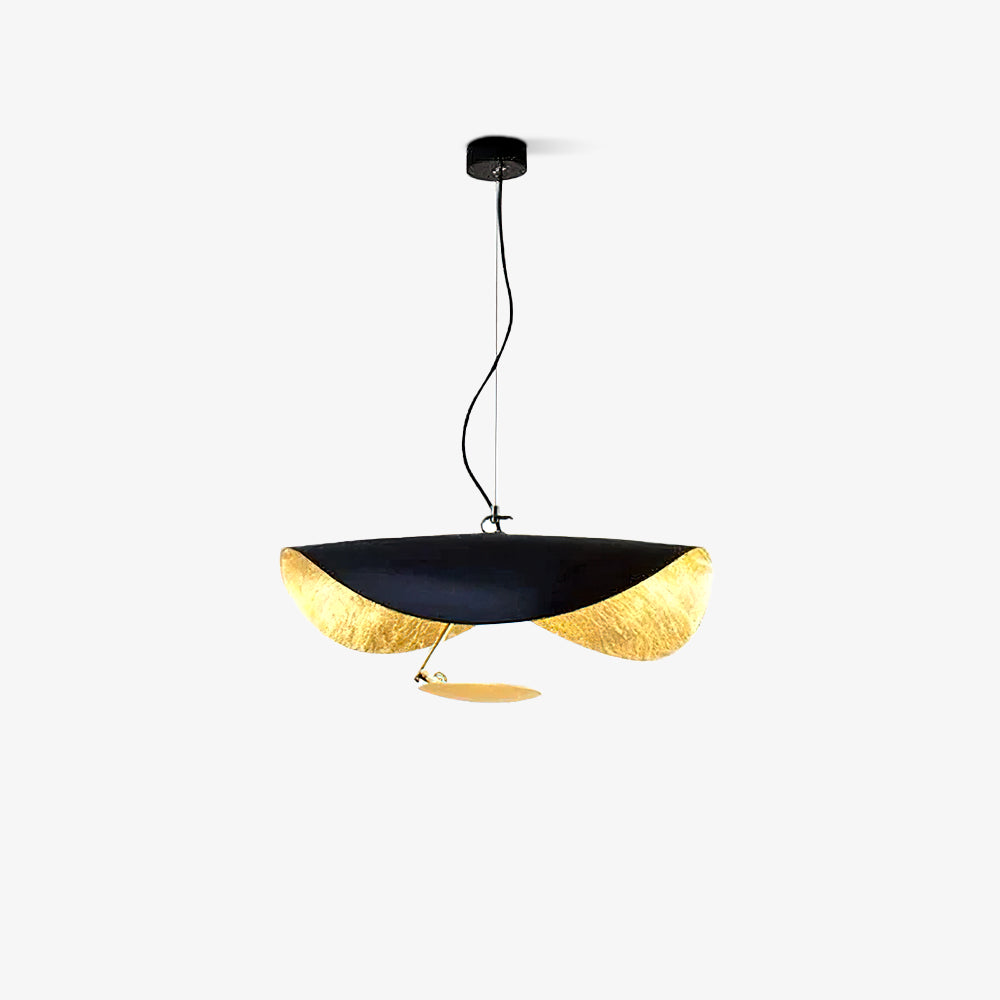 Lustra Pendant Lamp Black Gold Curved Shade-Neutral Decor