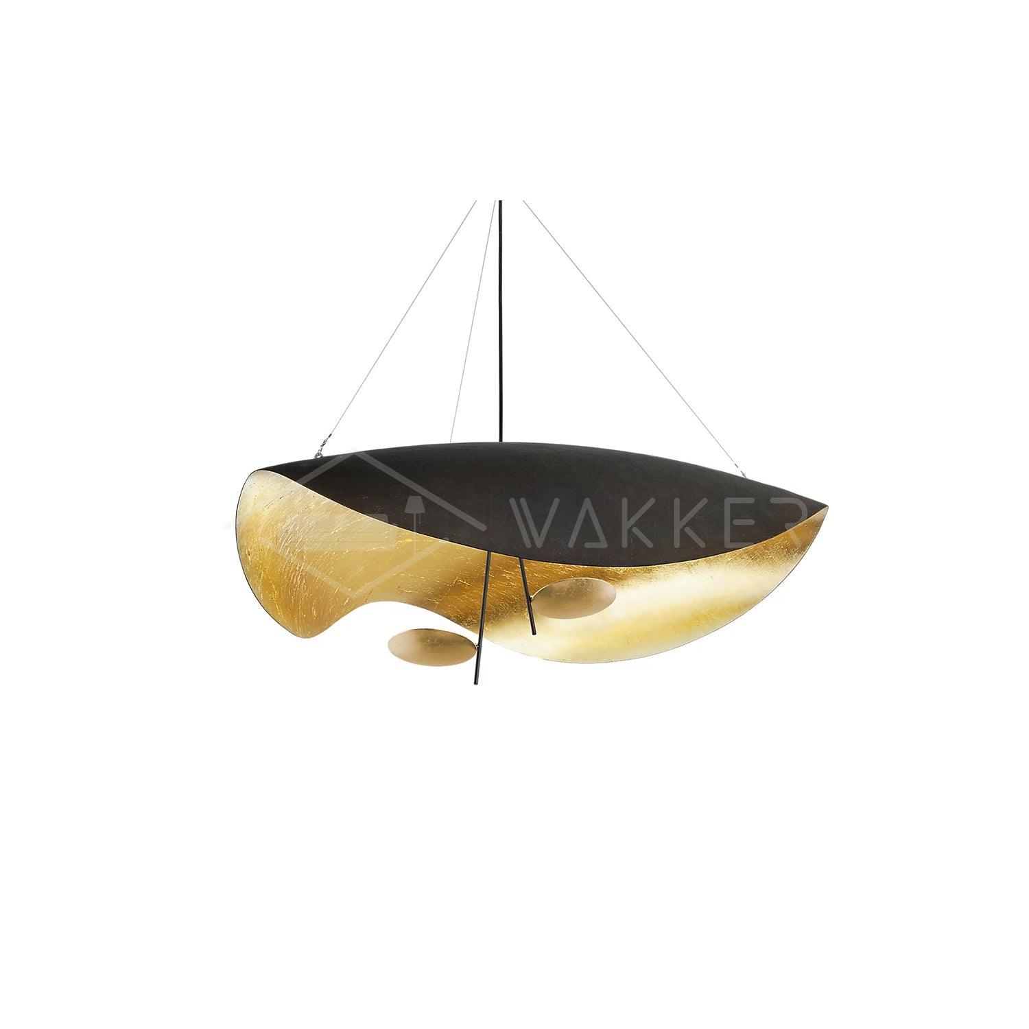 Lustra Pendant Lamp Black Gold Curved Shade-Neutral Decor