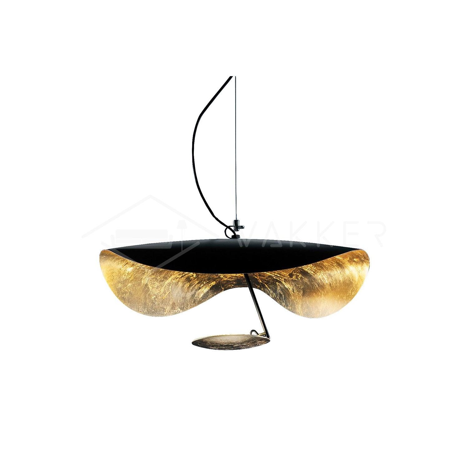 Lustra Pendant Lamp Black Gold Curved Shade-Neutral Decor